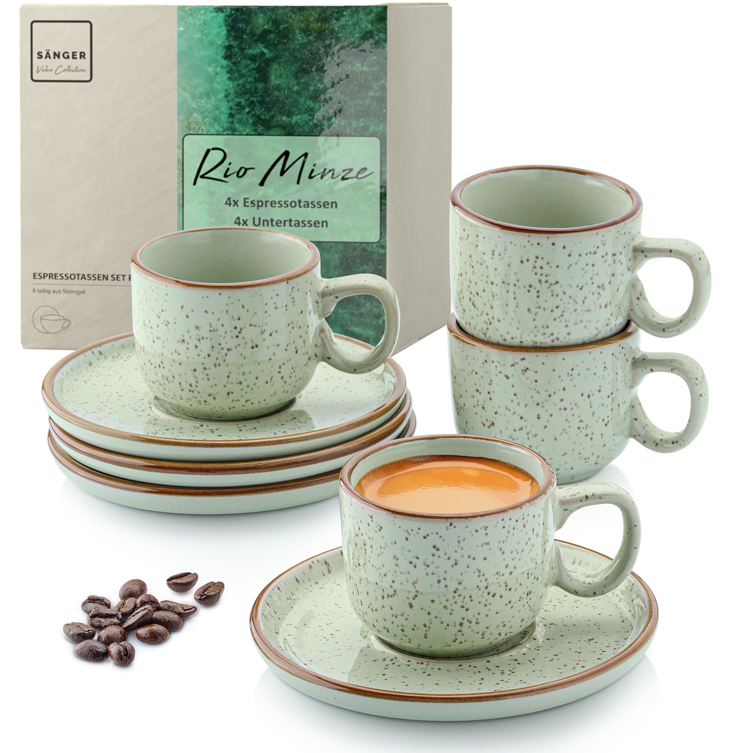 SÄNGER Espressotassen Set Rio Minze 8 teilig für 4 Personen