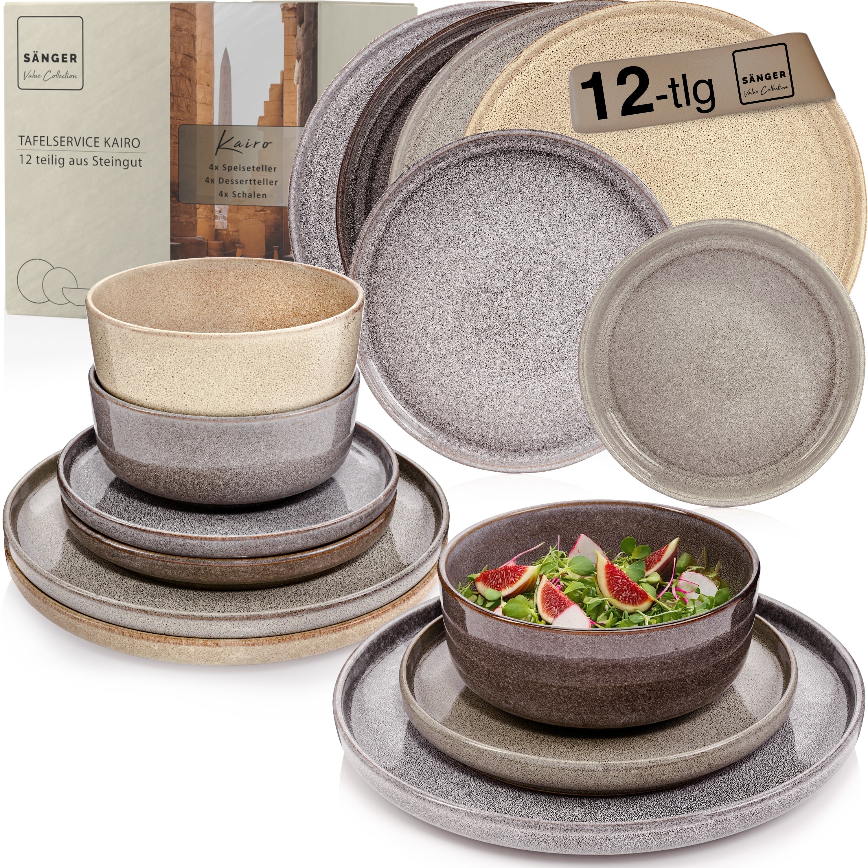 SÄNGER Tafelservice Kairo - 12 teilig aus Steingut