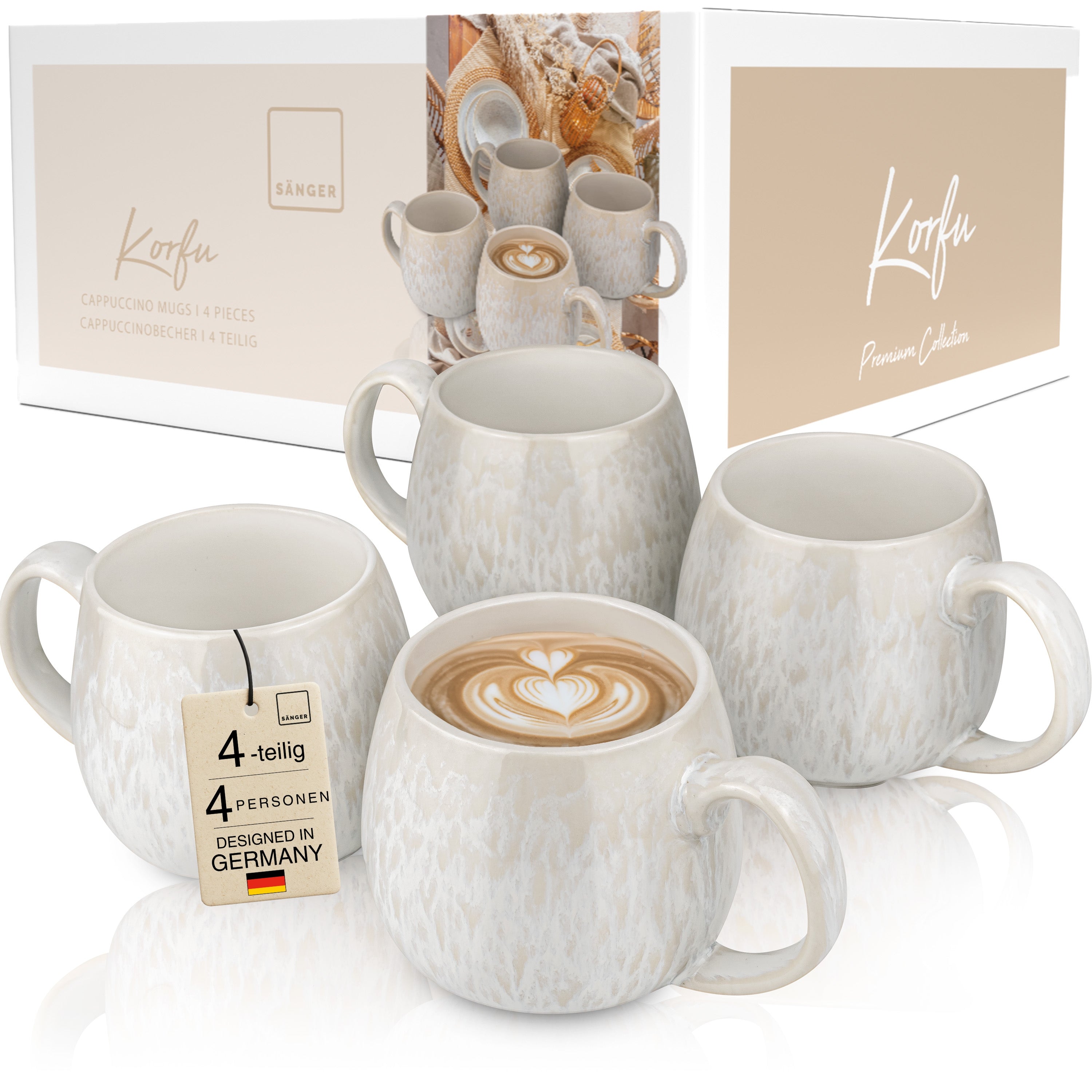 SÄNGER Cappuccinobecher Set Korfu 4 teilig