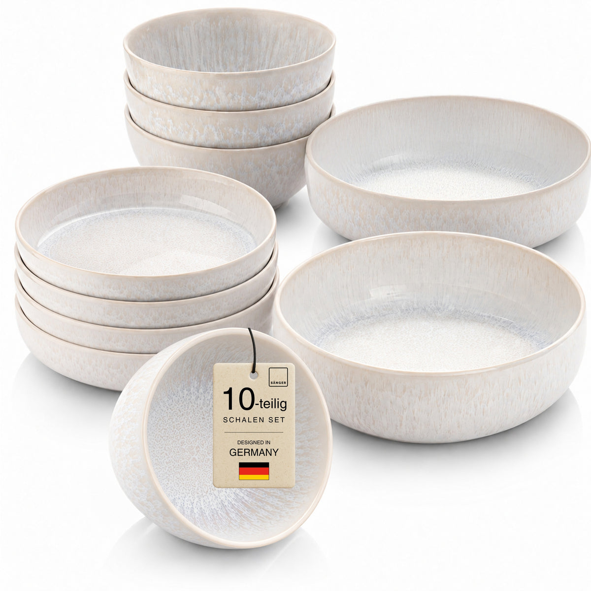 SÄNGER Steingut Korfu Schalen-Set 10 teilig für 4 Personen