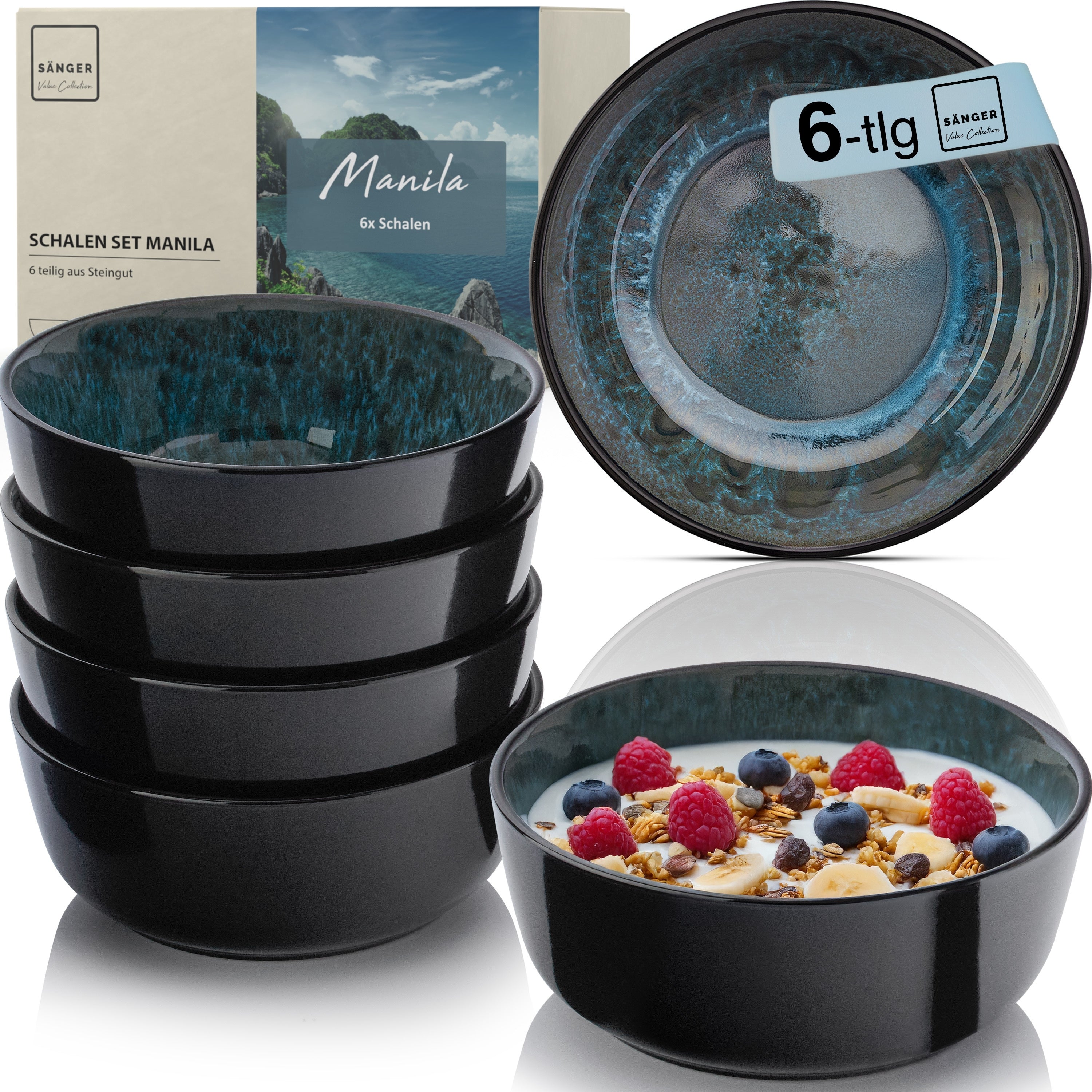 SÄNGER Schalen Set Manila - 6 teilig aus Steingut