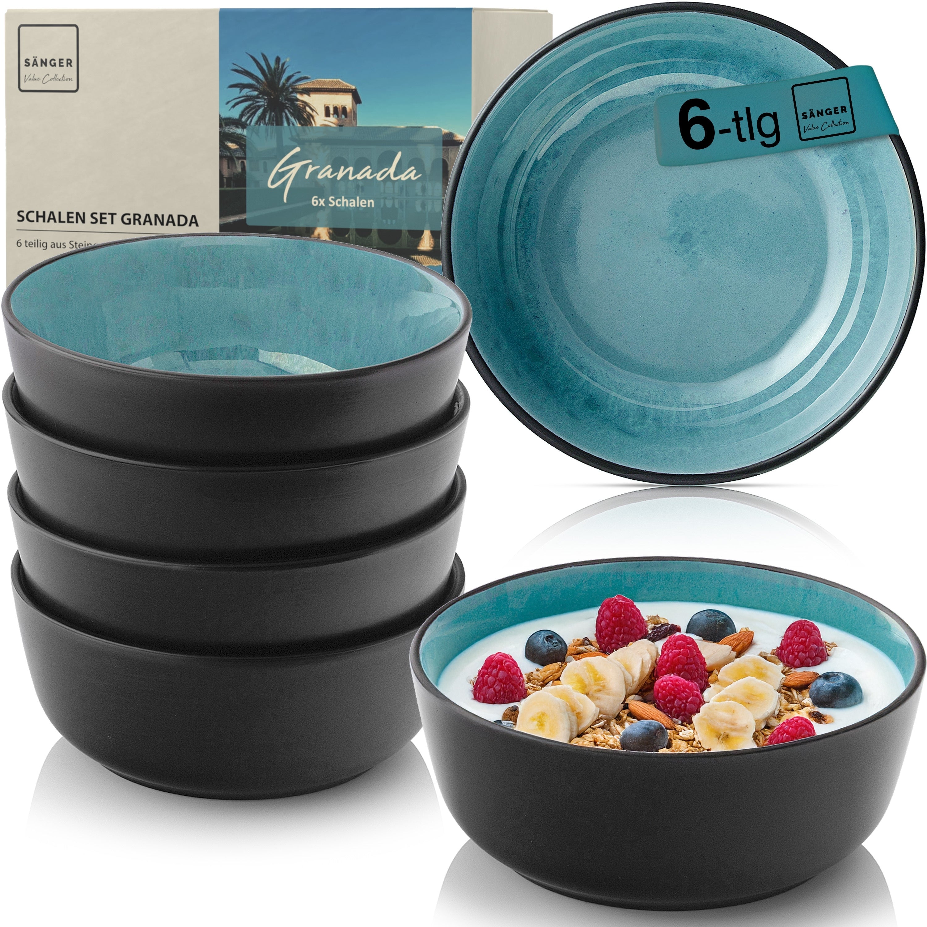 SÄNGER Schalen Set Granada - 6 teilig aus Steingut