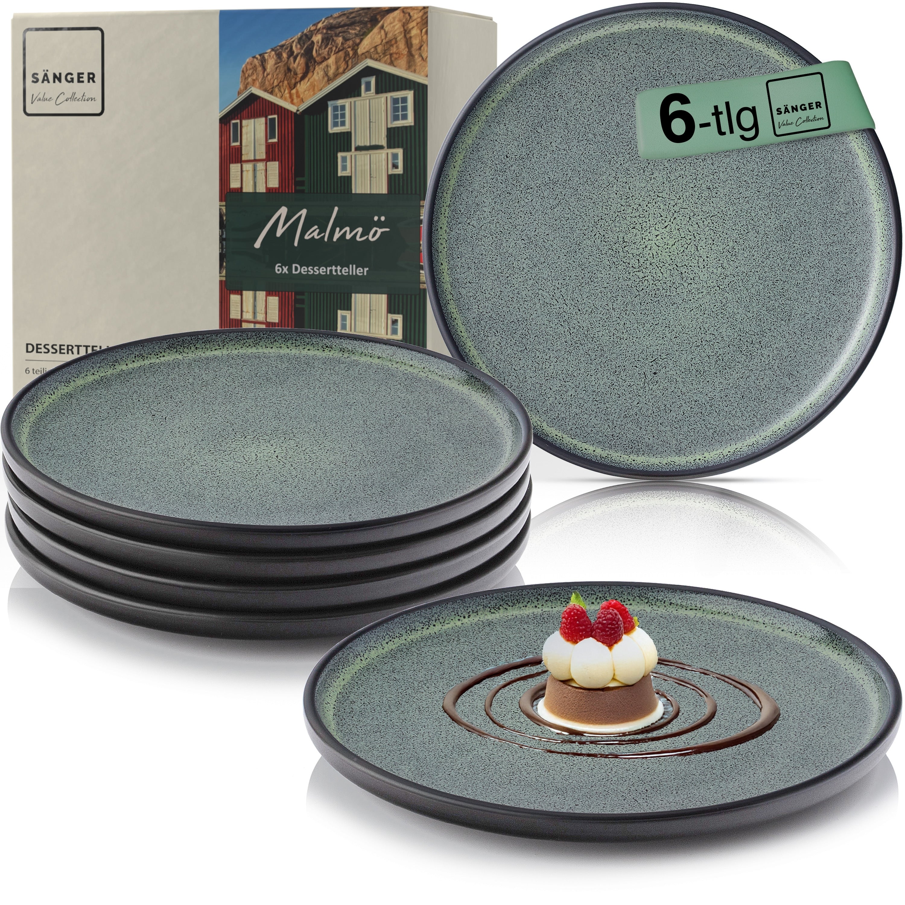 SÄNGER Steingut Dessertteller Malmö 6-teilig