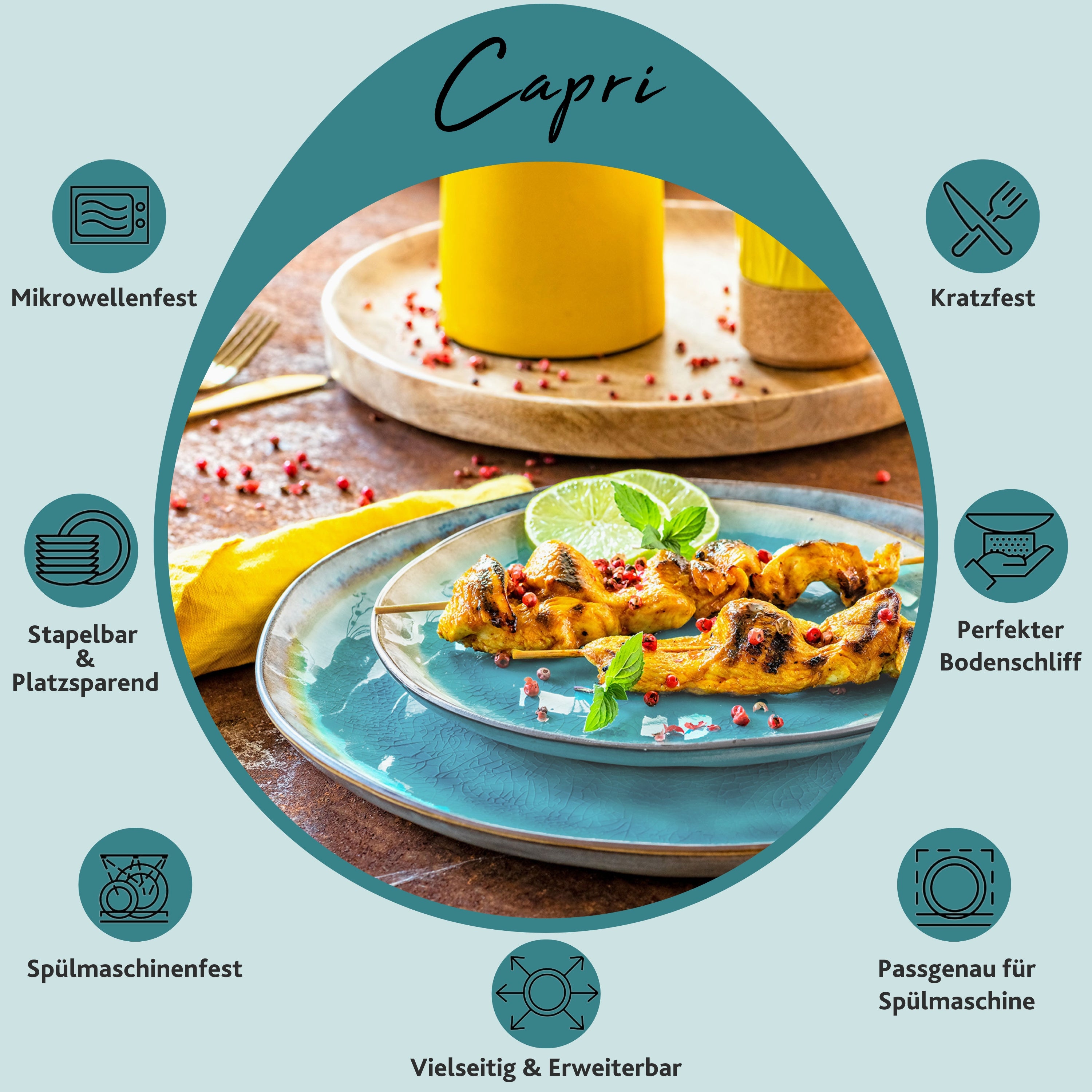 SÄNGER Geschirrset Capri, Tafelservice & Servierplatten 23 teilig für 4 Personen
