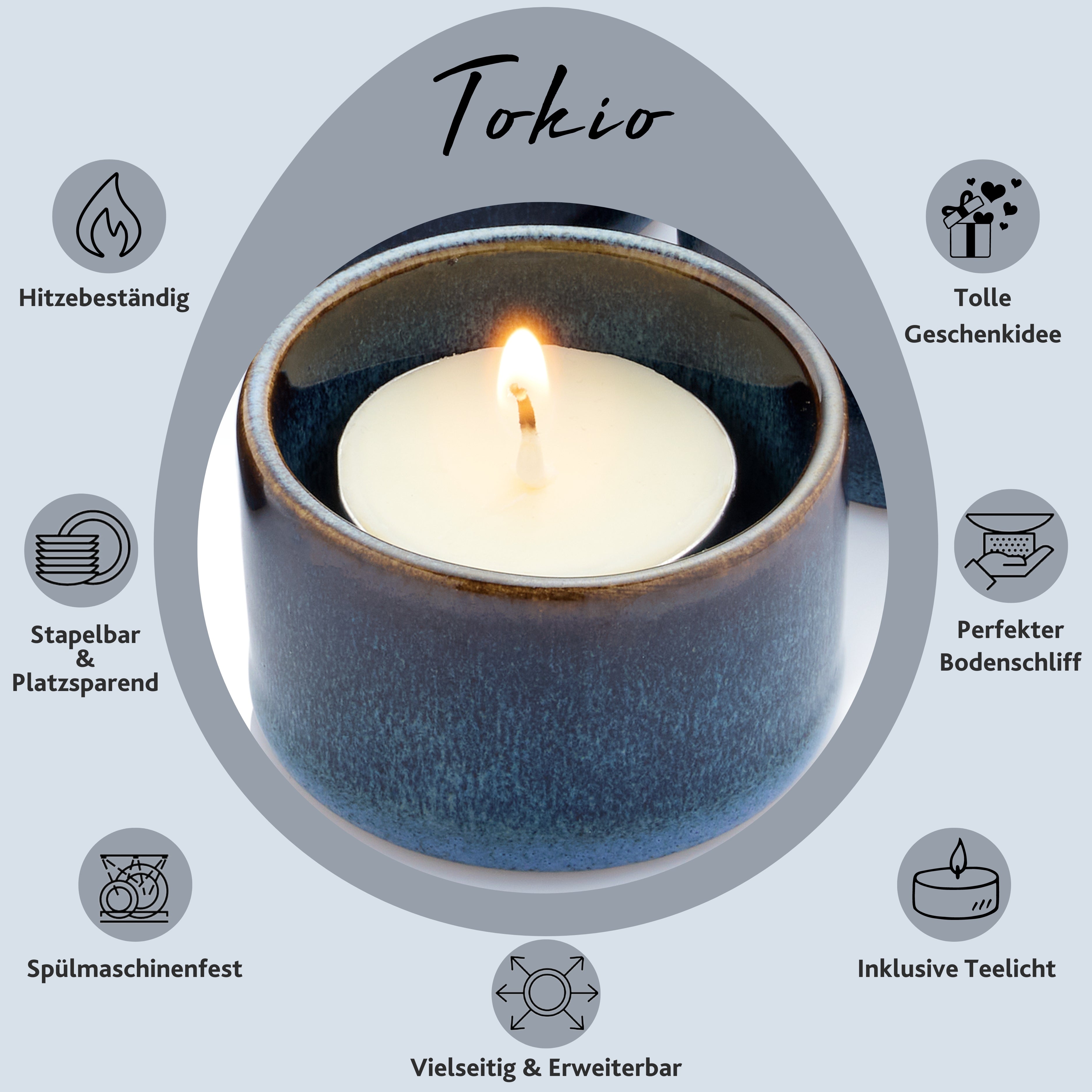 Sänger Teelichthalter Set Tokio 8 teilig inkl. Kerzen