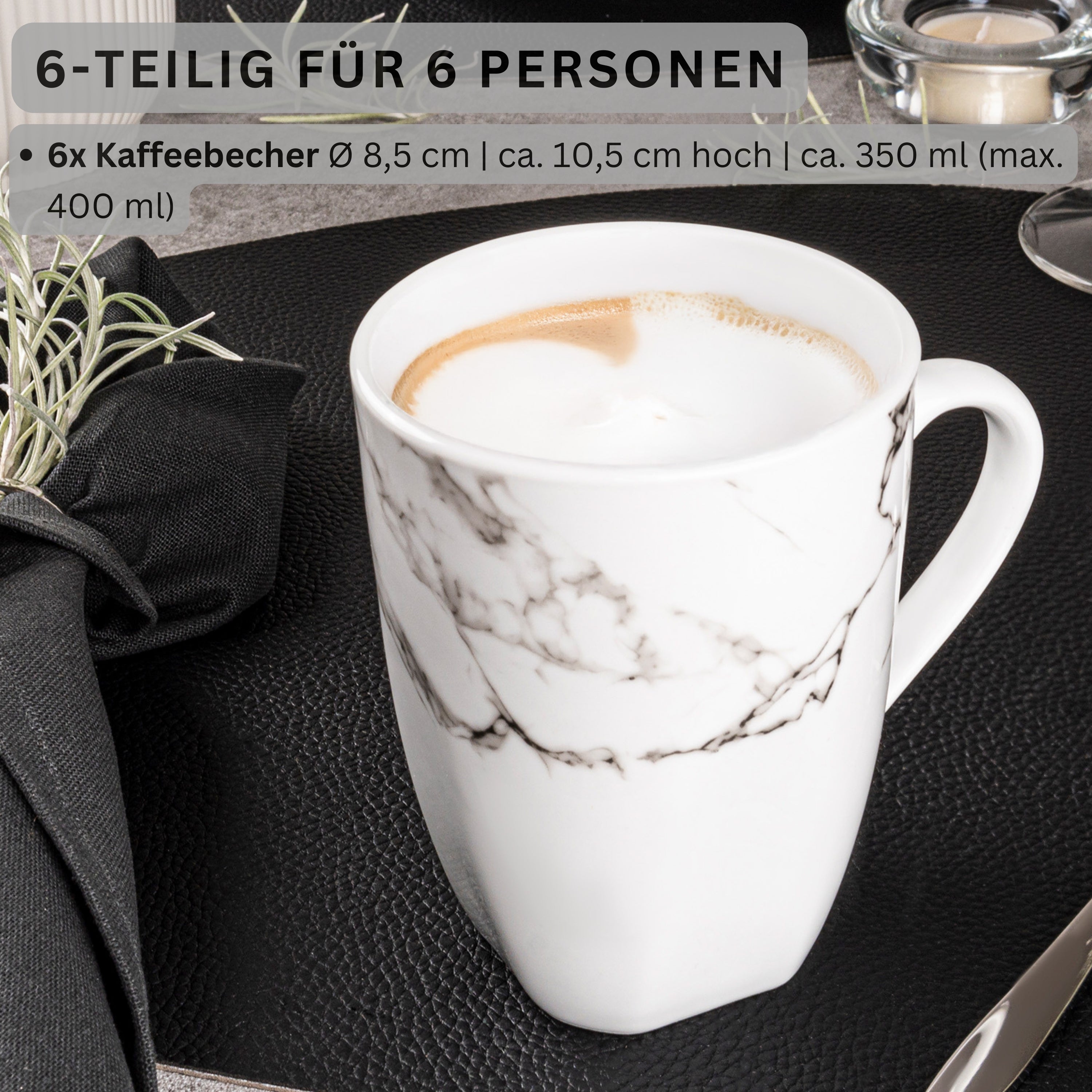SÄNGER Kaffeebecher Set Bilgola Marmor 6 teilig
