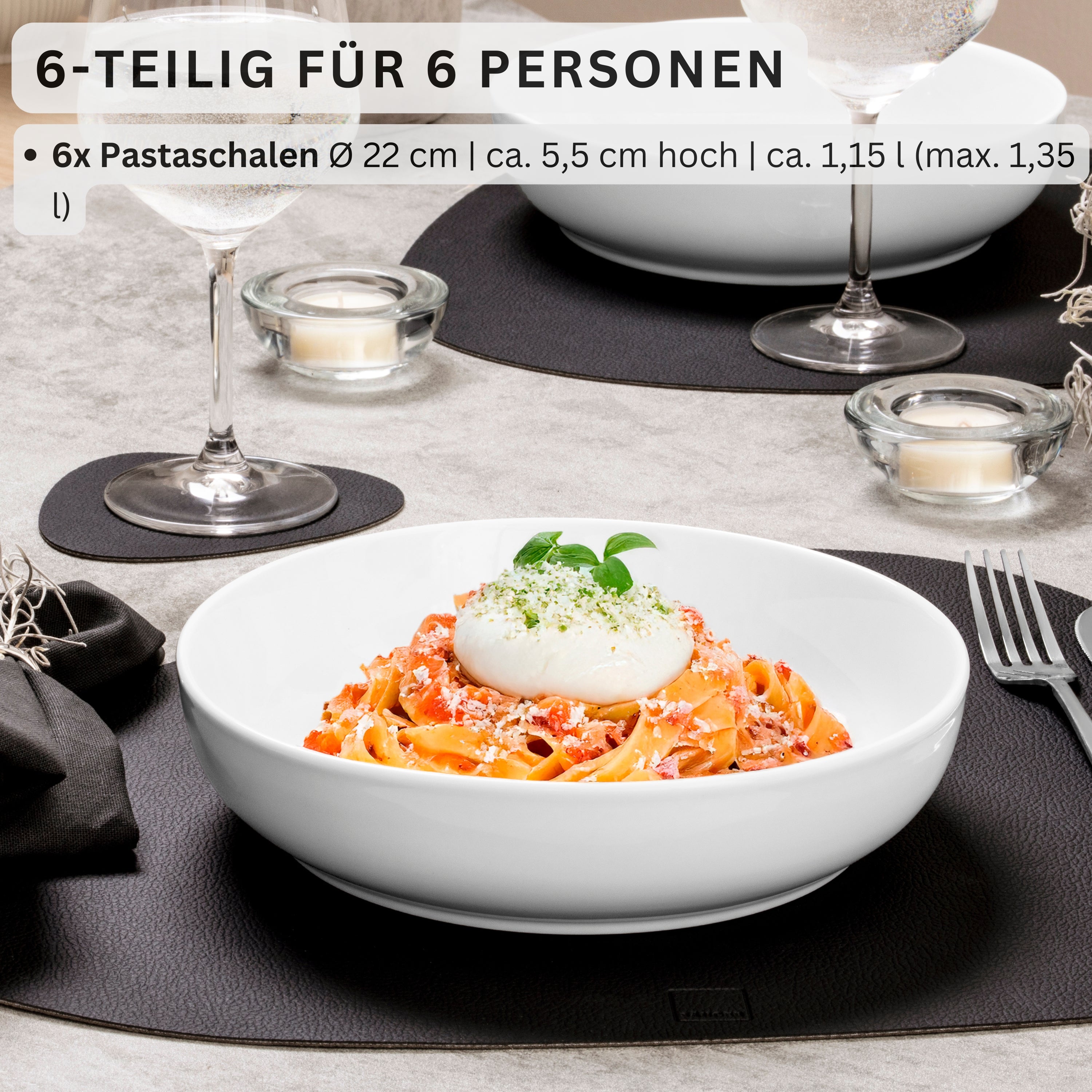SÄNGER Porzellan Pastaschalen Marlo 6-teilig für 6 Personen