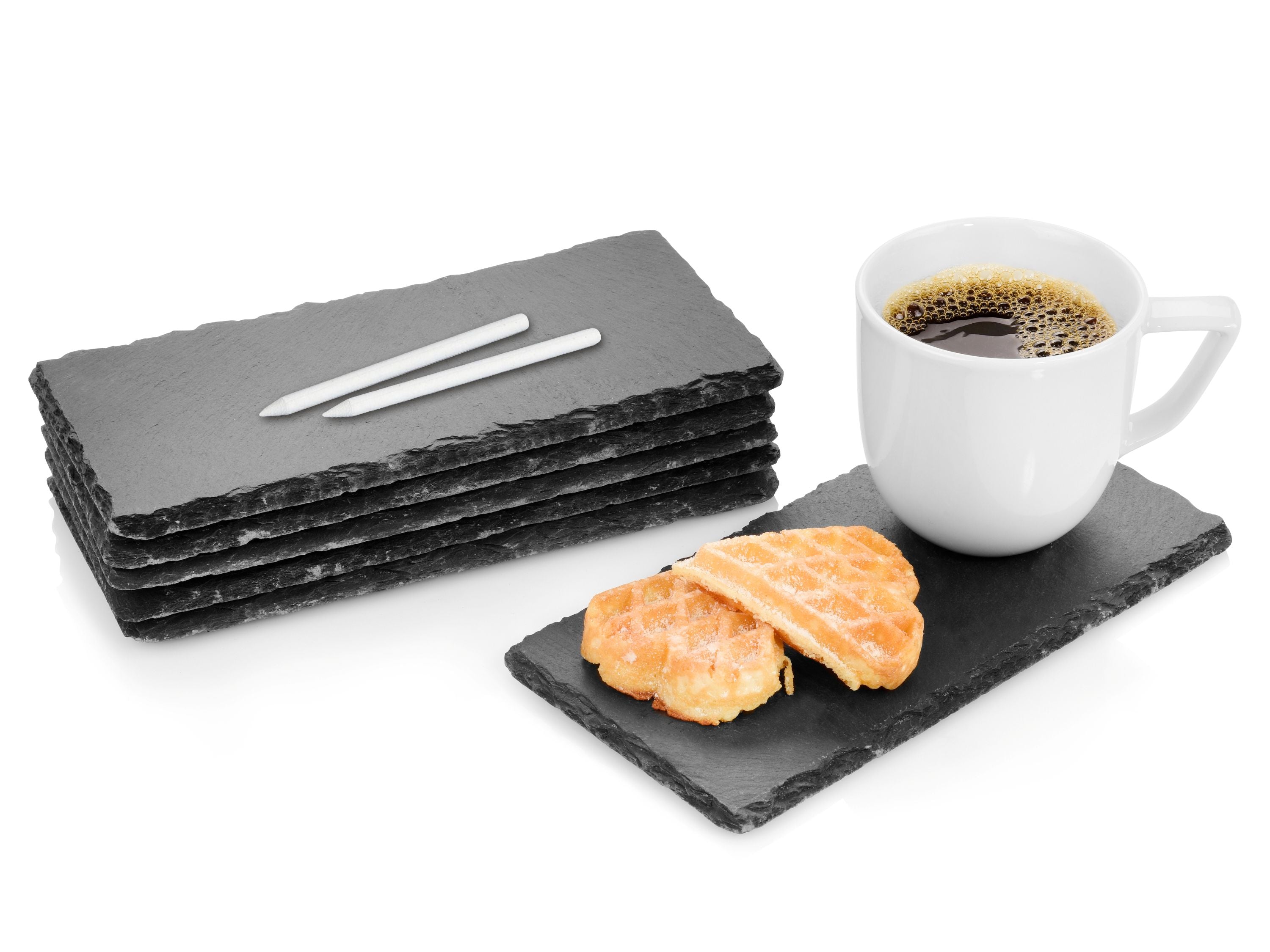 Sänger Schieferplatten Set 'Biscuit' 20x10 cm 6 teilig, mit Kreide