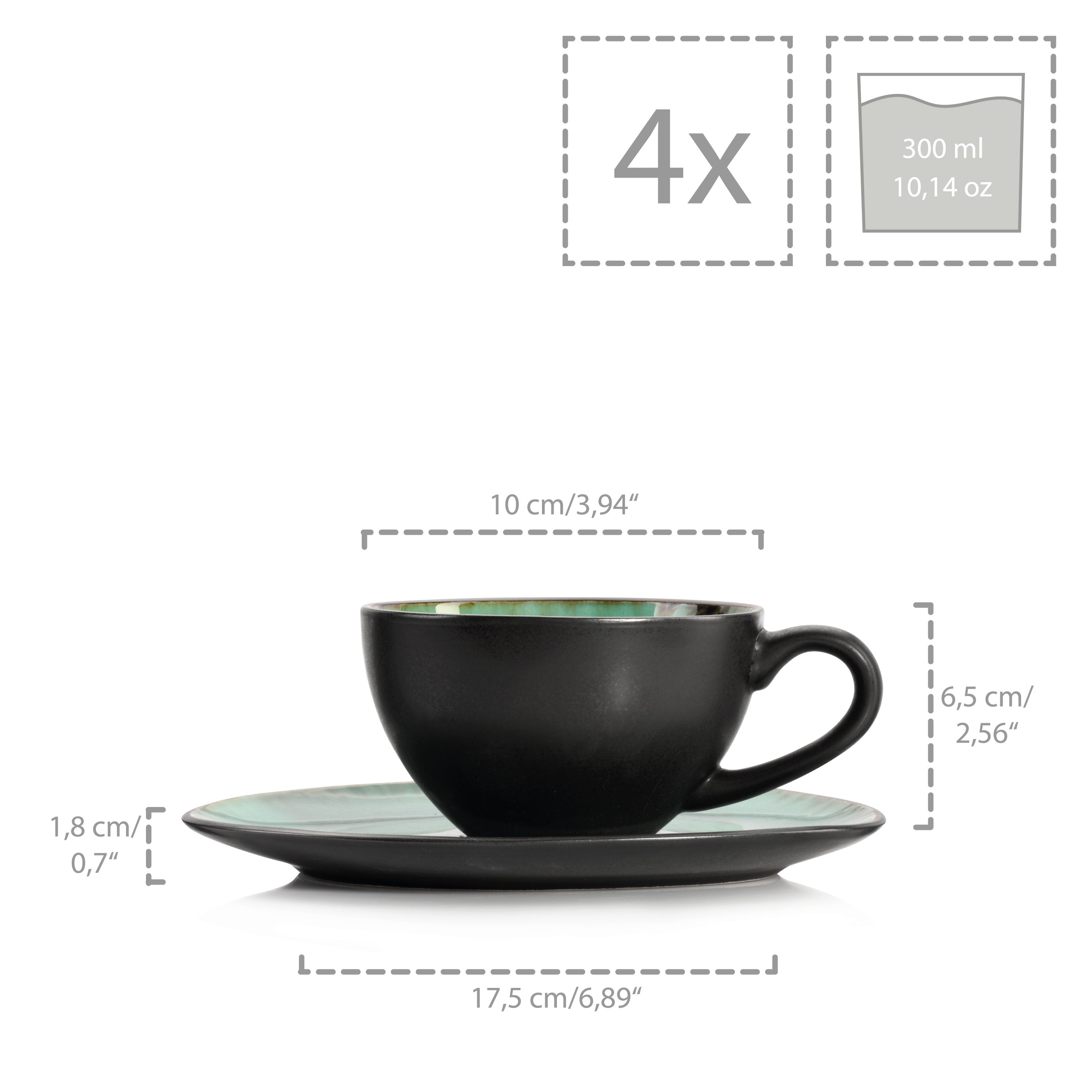 SÄNGER Kaffeeservice Palm Beach 12 teilig für 4 Personen