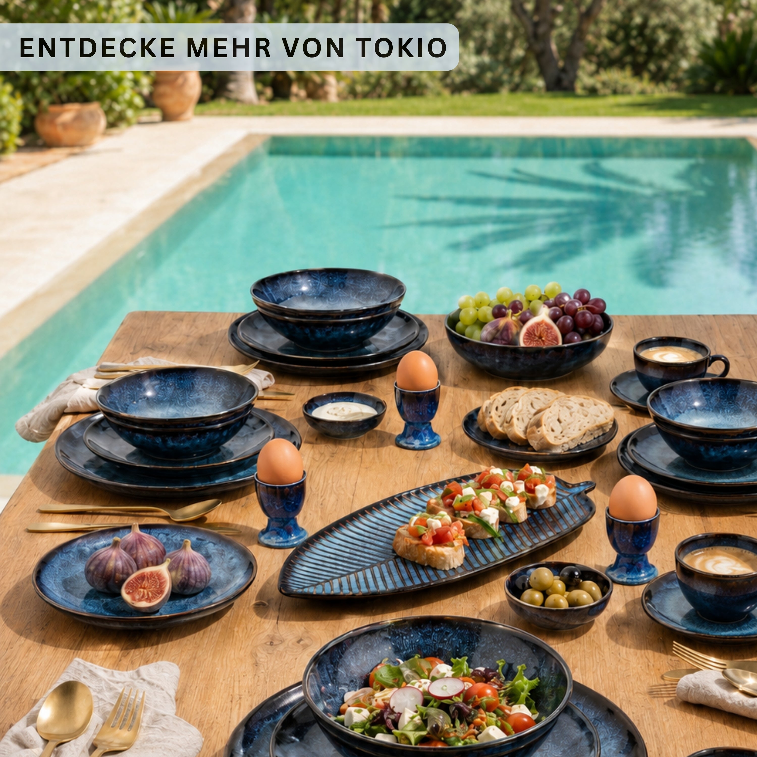 SÄNGER Steingut Geschirrset Tokio, Tafelservice 12 teilig für 4 Personen