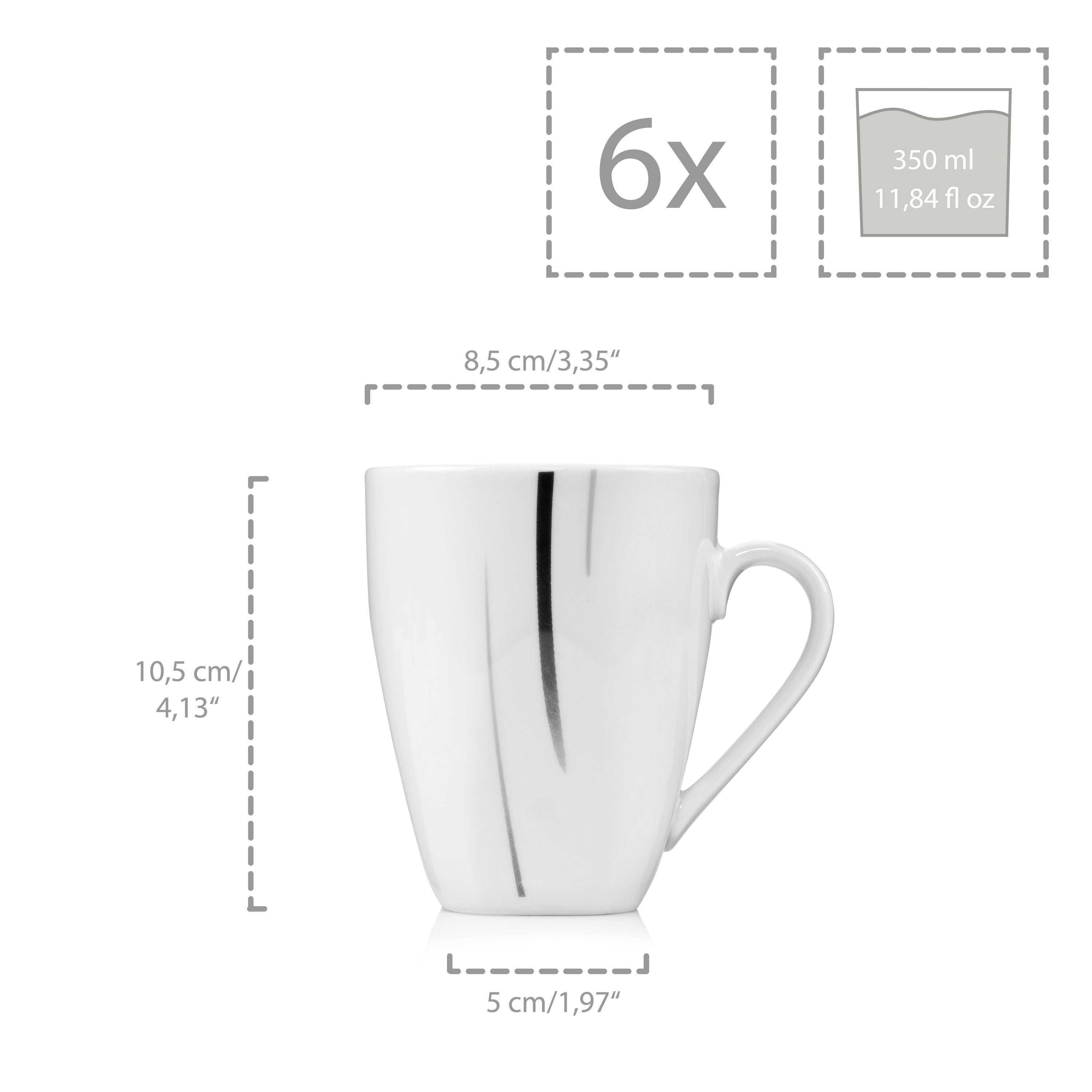SÄNGER Kaffeebecher Set Bilgola Black Lines 6 teilig
