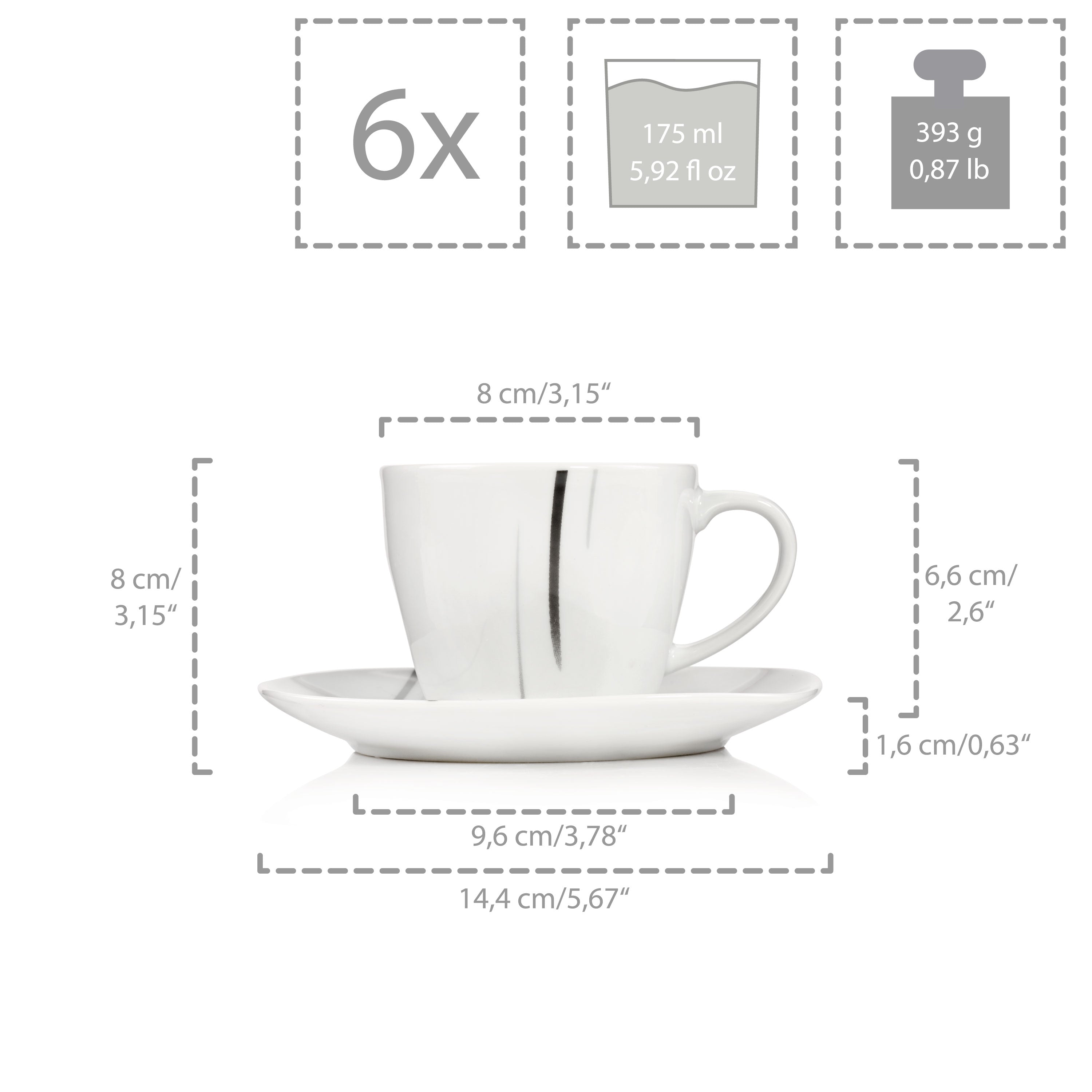 SÄNGER Kaffeeservice Bilgola Black Lines 12 teilig für 6 Personen
