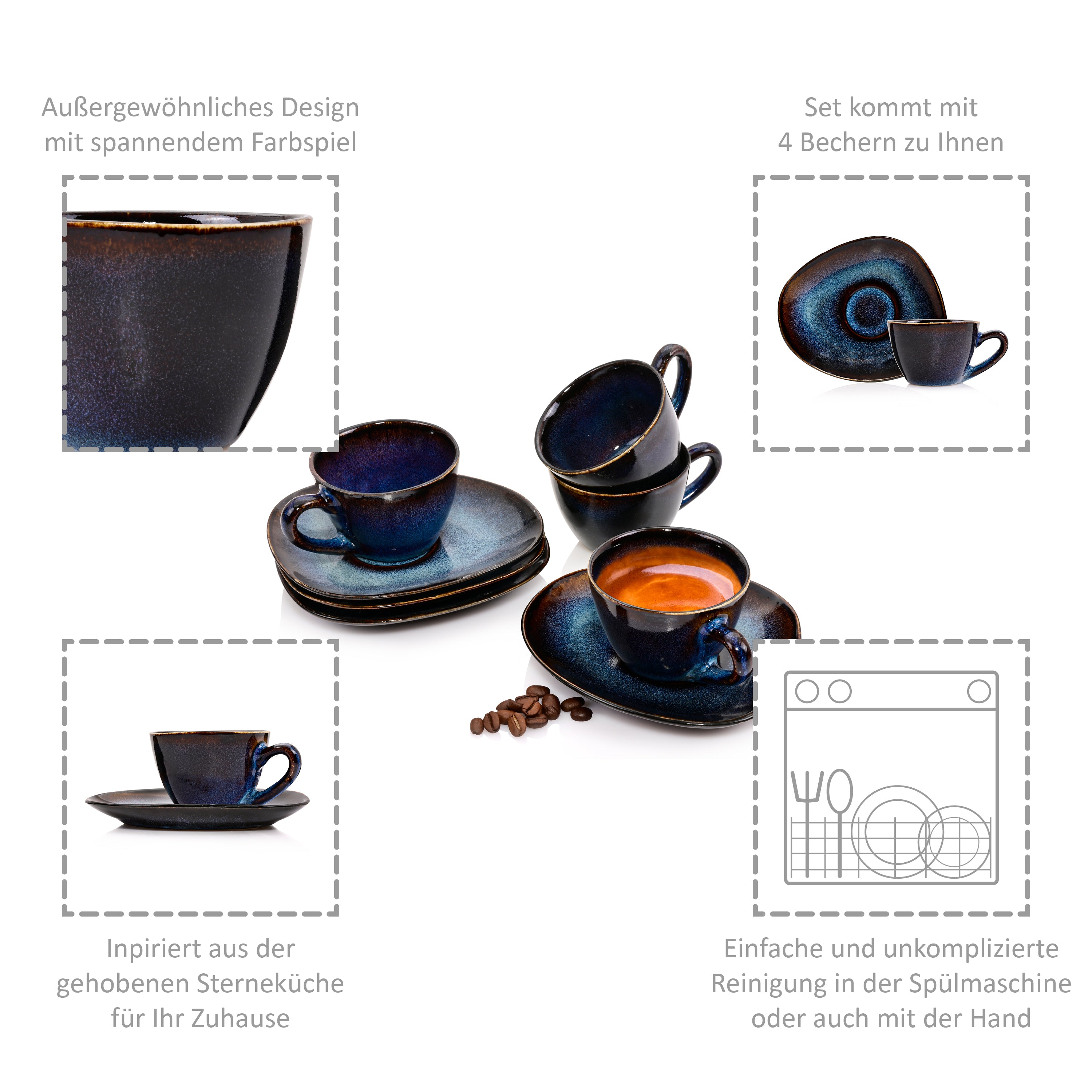 SÄNGER Espressotassen Set Tokio 8 teilig