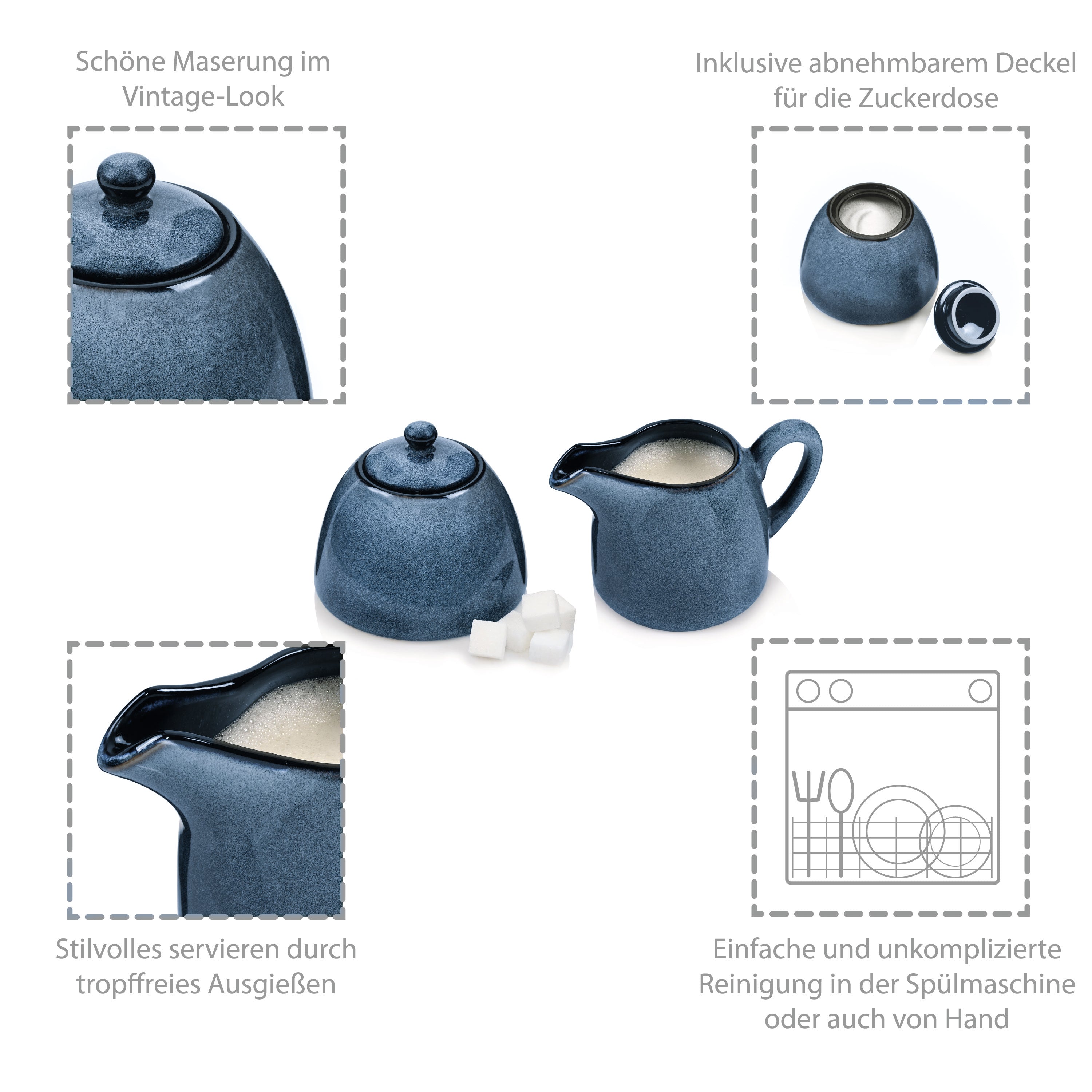 SÄNGER Zuckerdose & Milchkännchen Set Darwin