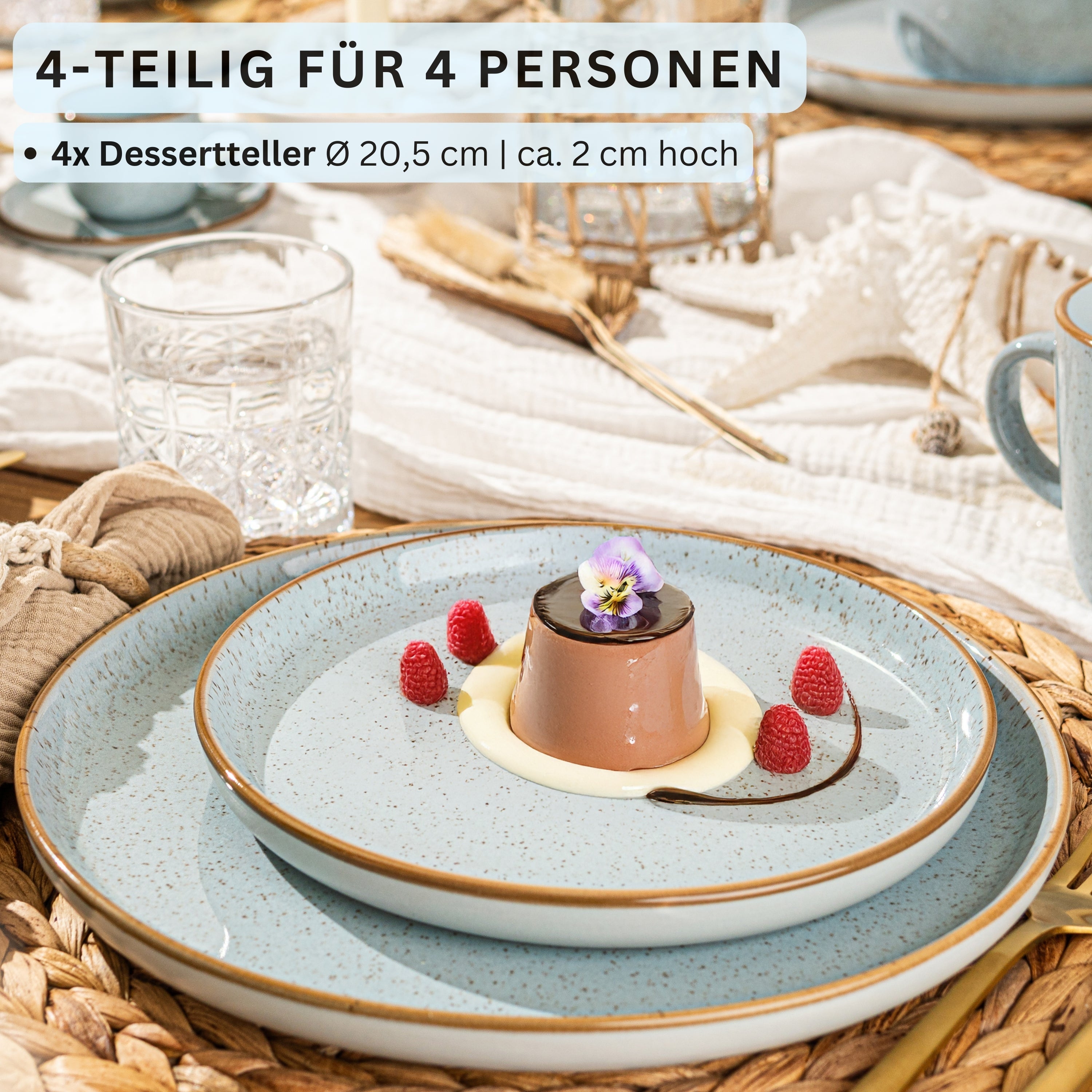 SÄNGER Dessertteller Set Rio Lagune 4 teilig
