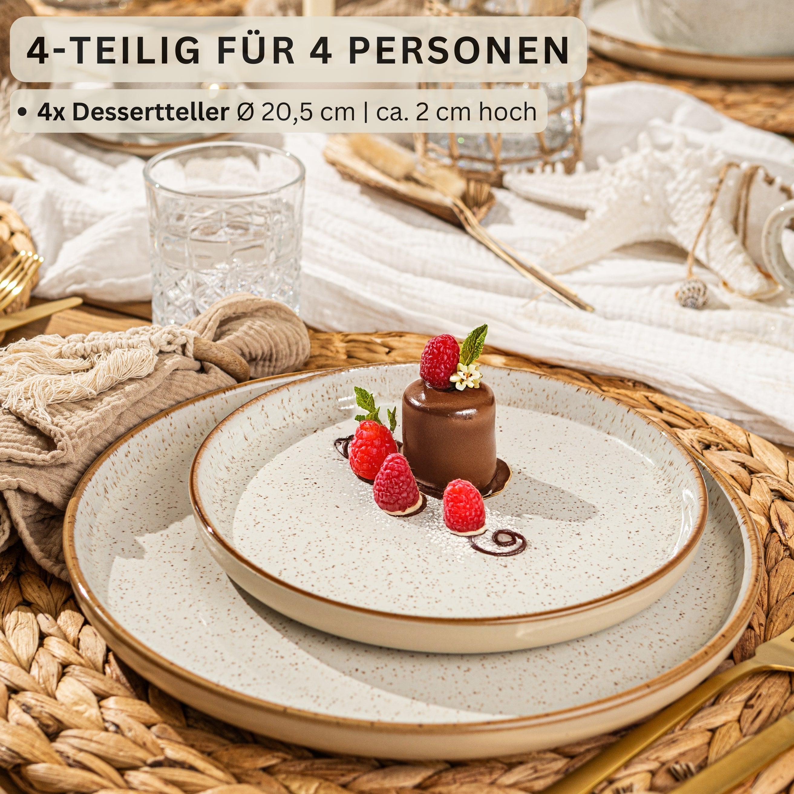 SÄNGER Dessertteller Set Rio Creme 4 teilig