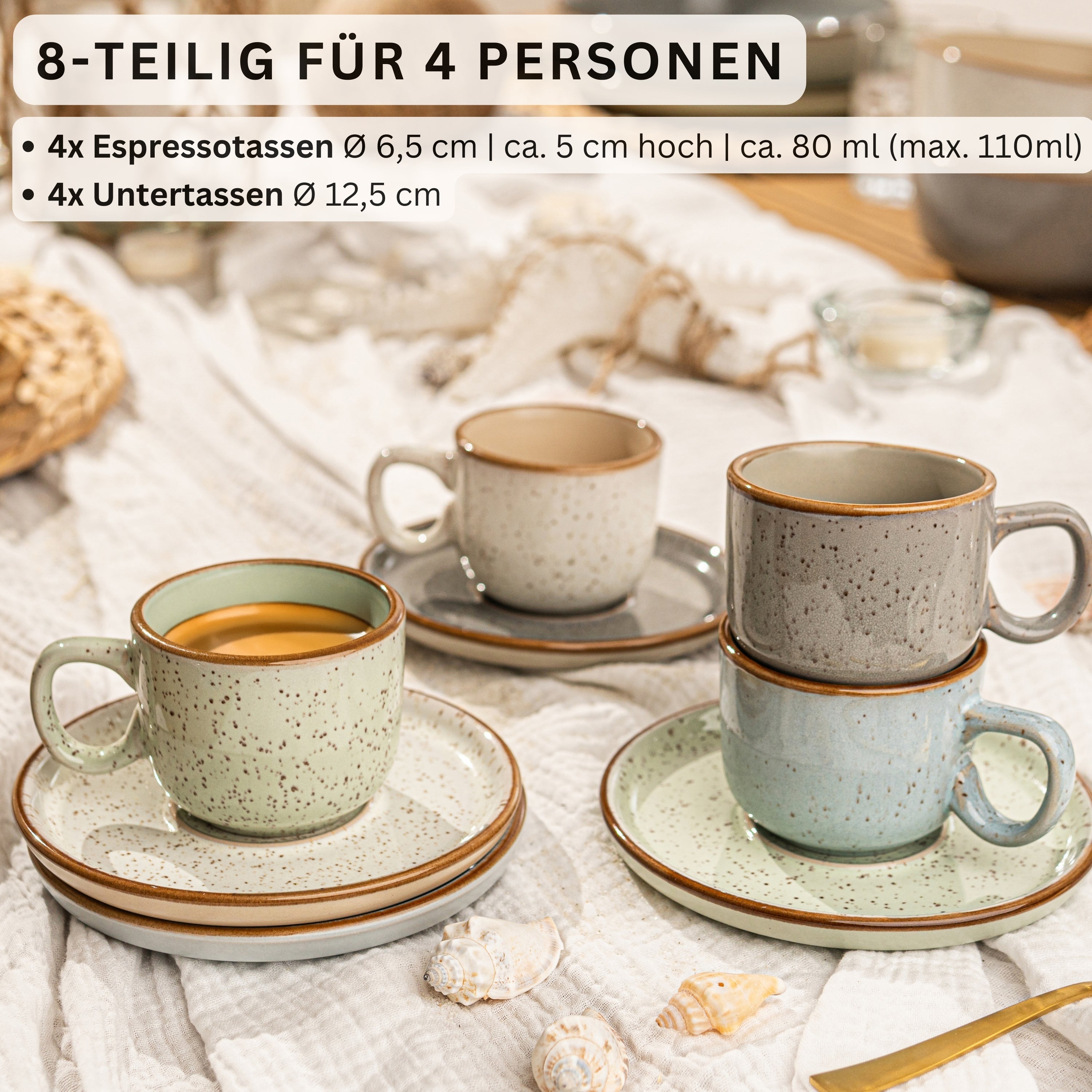 SÄNGER Espressotassen Set Rio 8 teilig für 4 Personen
