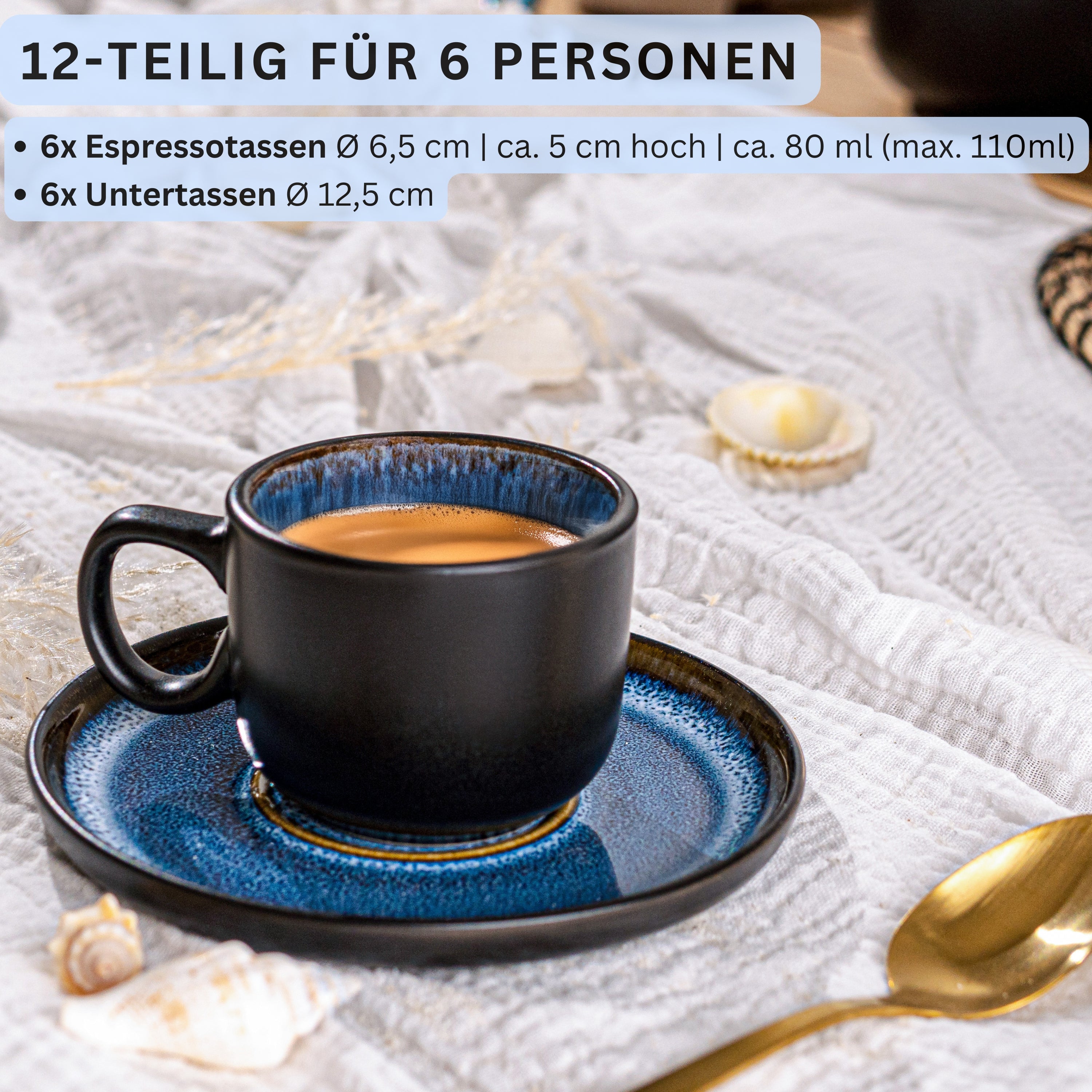SÄNGER Espressotassen Set Aruba 12 teilig für 6 Personen