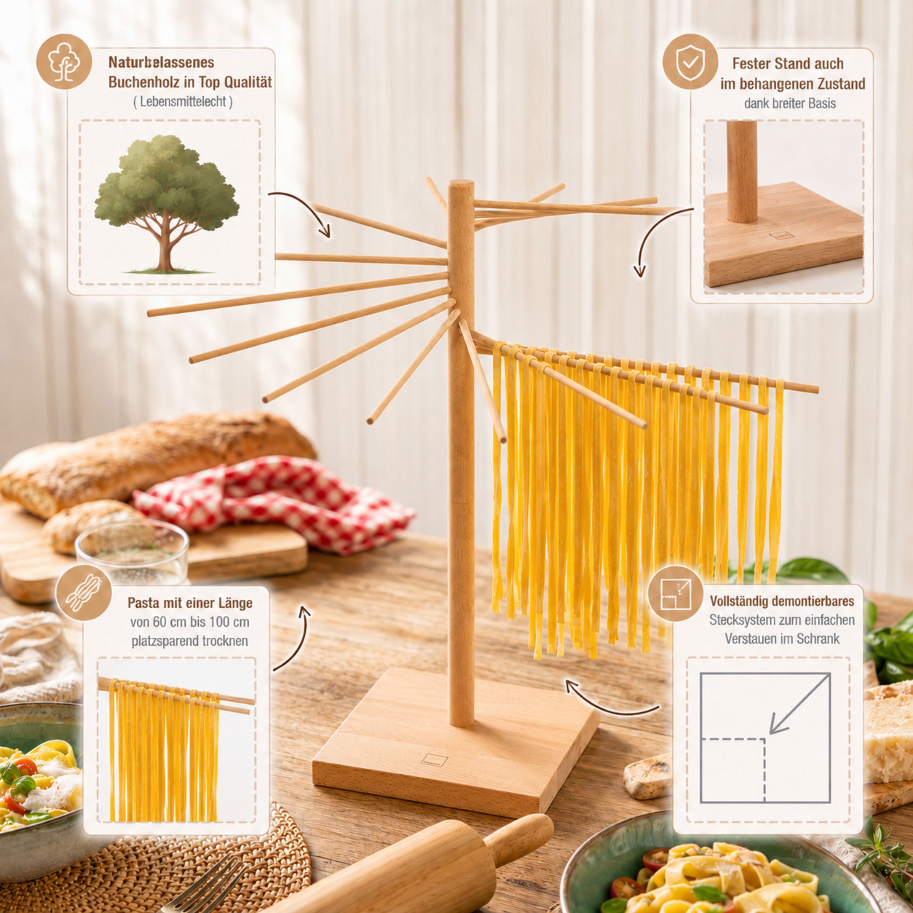 SÄNGER Pastatrockner XXL 50cm inkl. Booklet "Pasta Pasta"