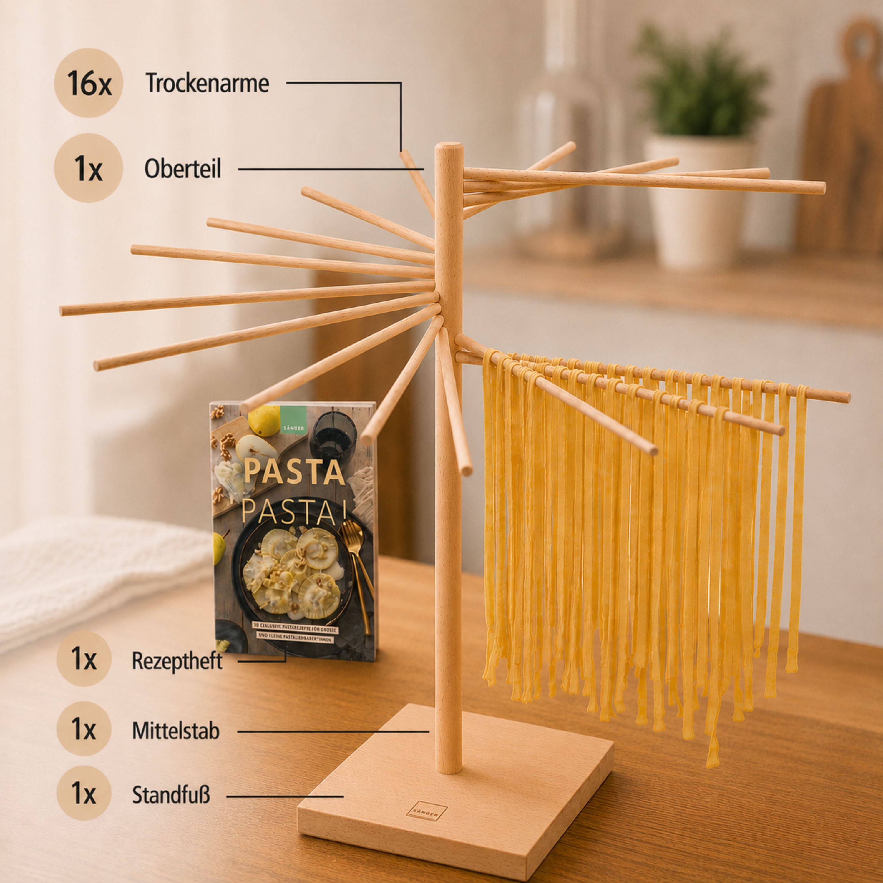 SÄNGER Pastatrockner XXL 50cm inkl. Booklet "Pasta Pasta"