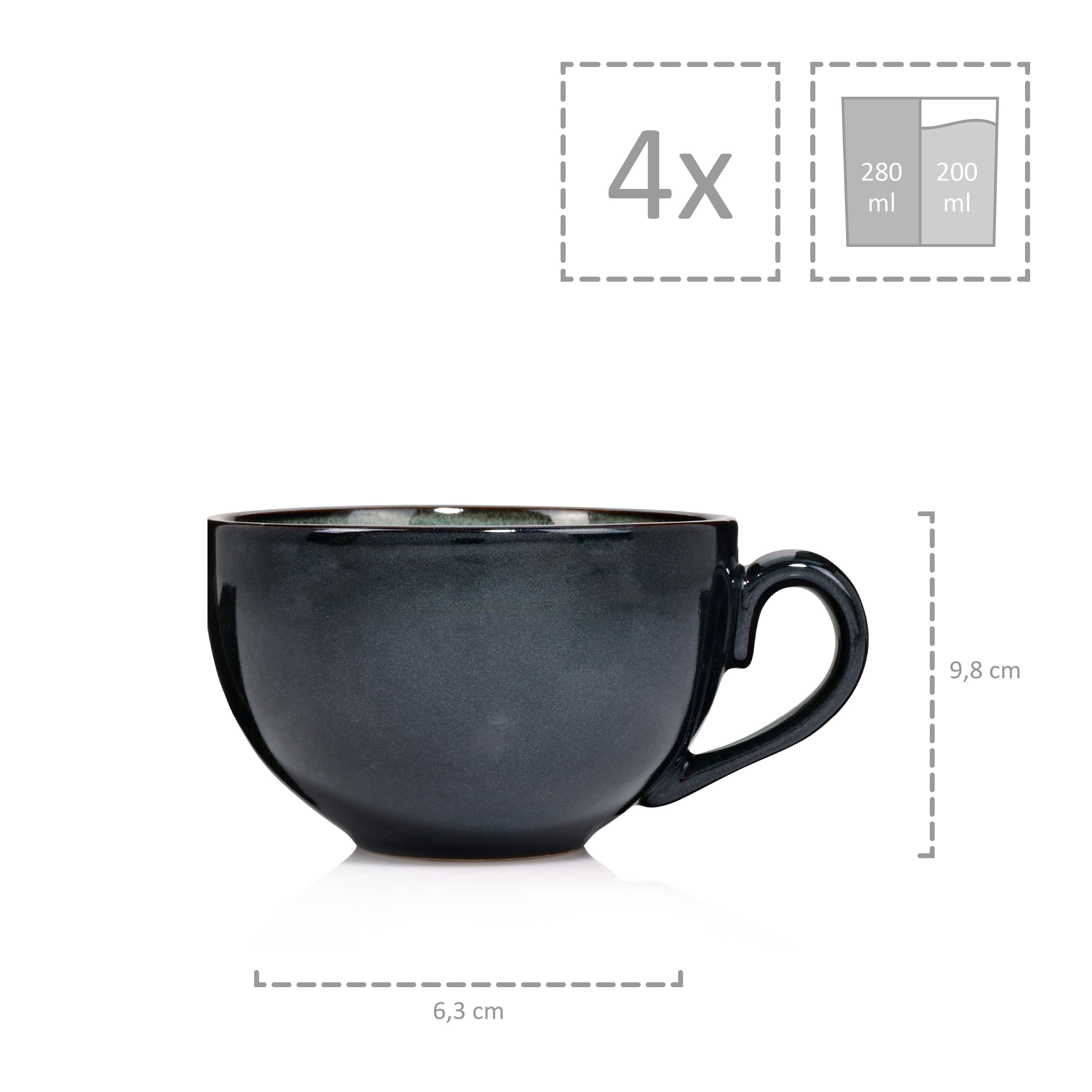 SÄNGER Kaffeetassen Set Kopenhagen 8 teilig