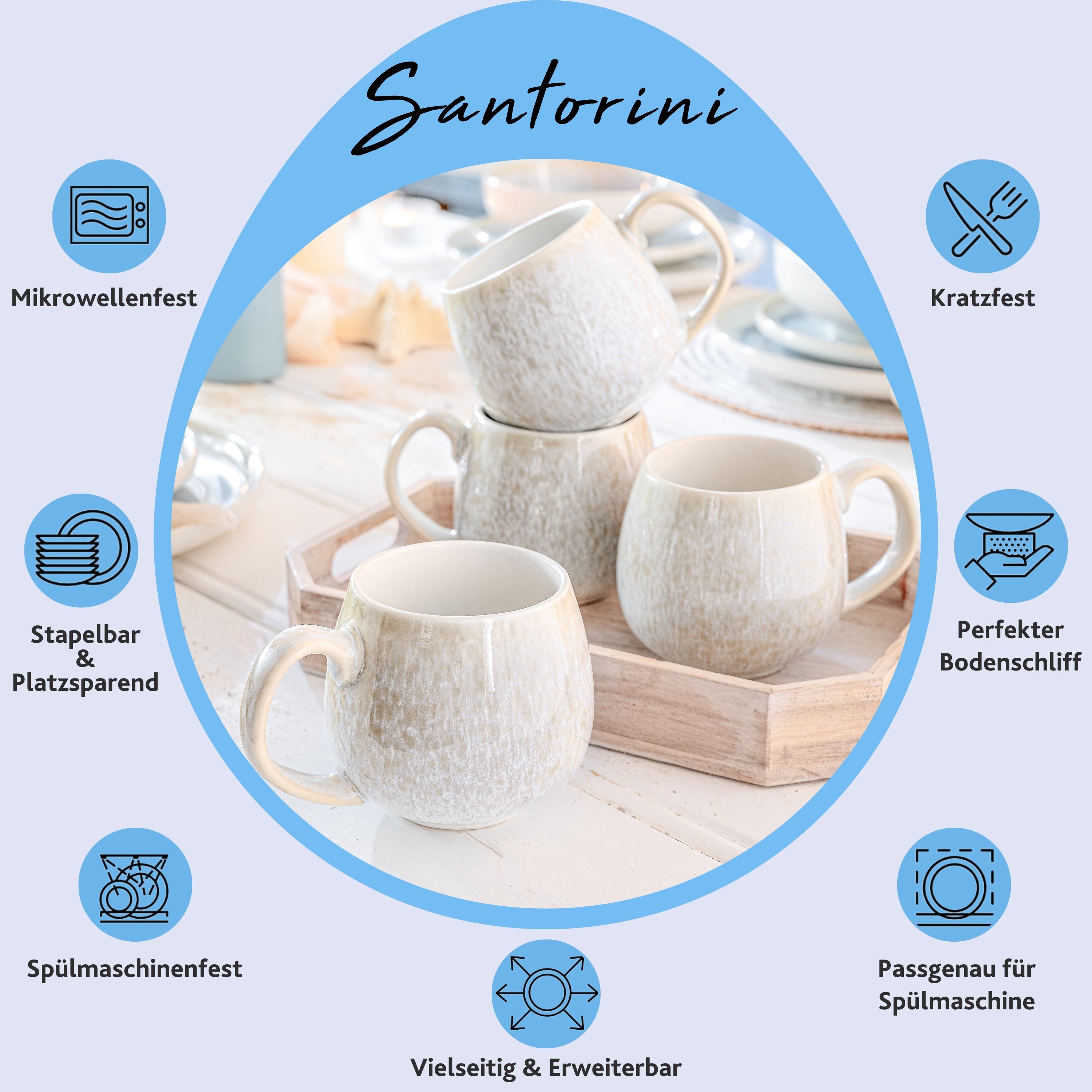 SÄNGER Kaffeebecher Set Santorini 4 teilig