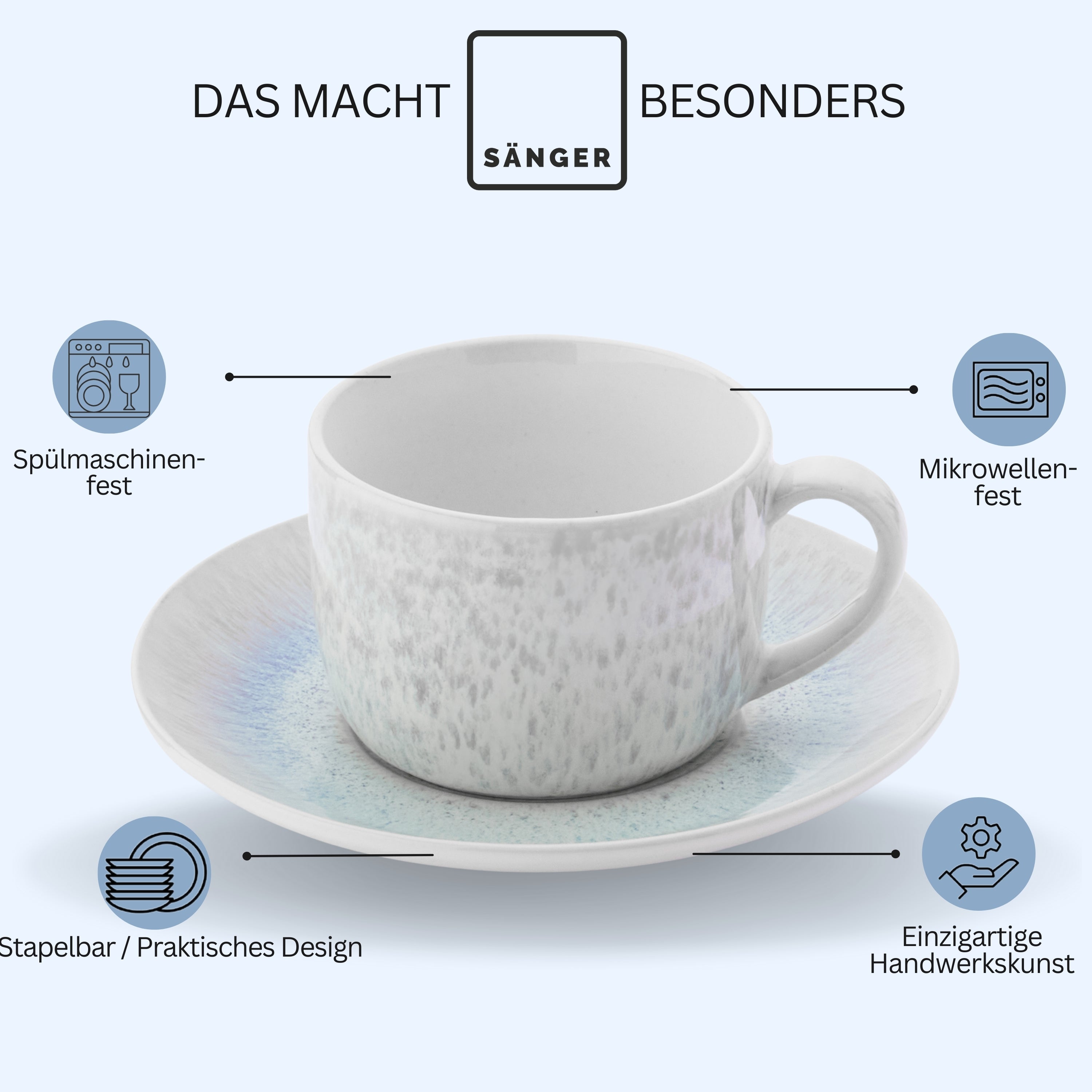 SÄNGER Kaffeetassen Set Santorini 8 teilig