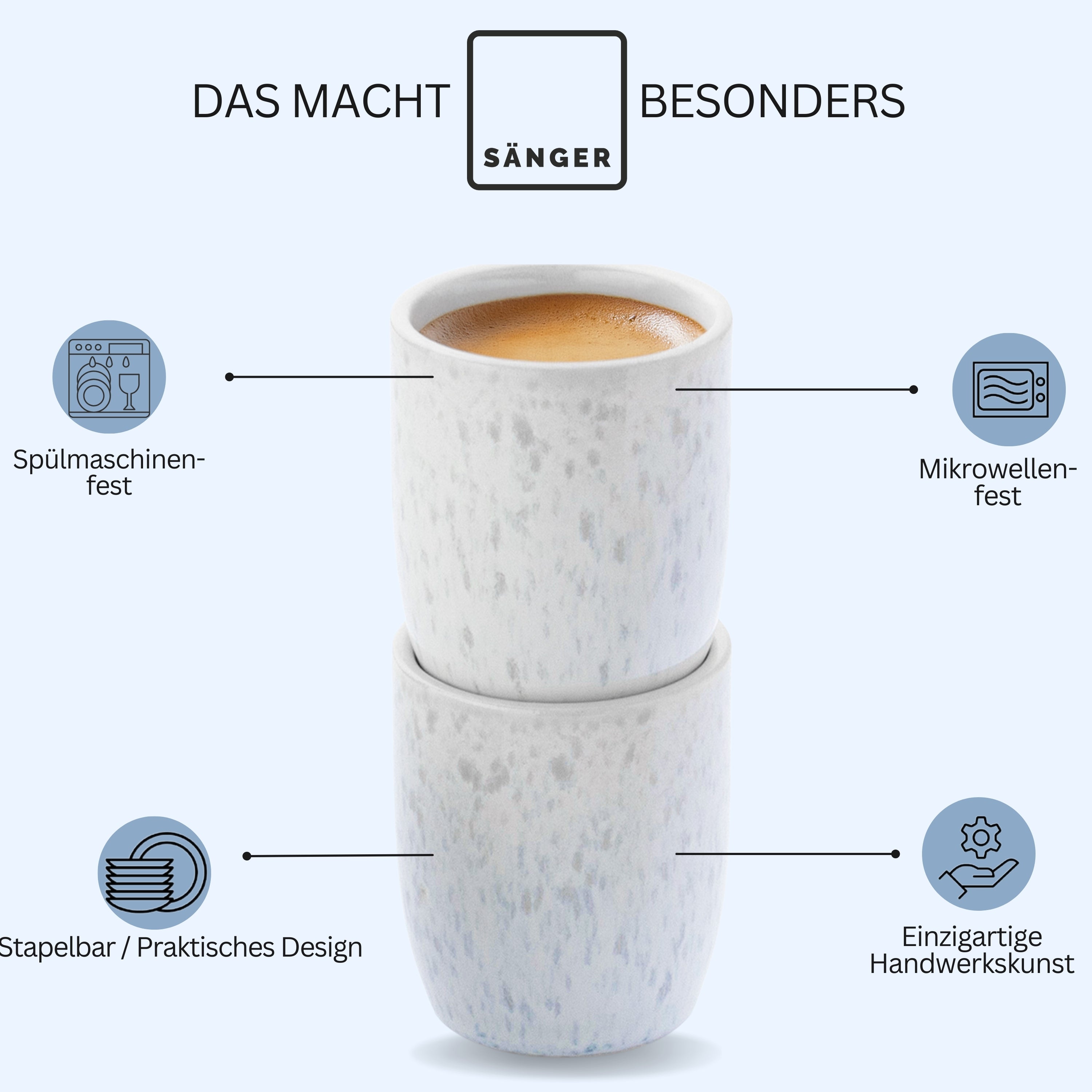 SÄNGER Espressobecher Set Santorini 4 teilig
