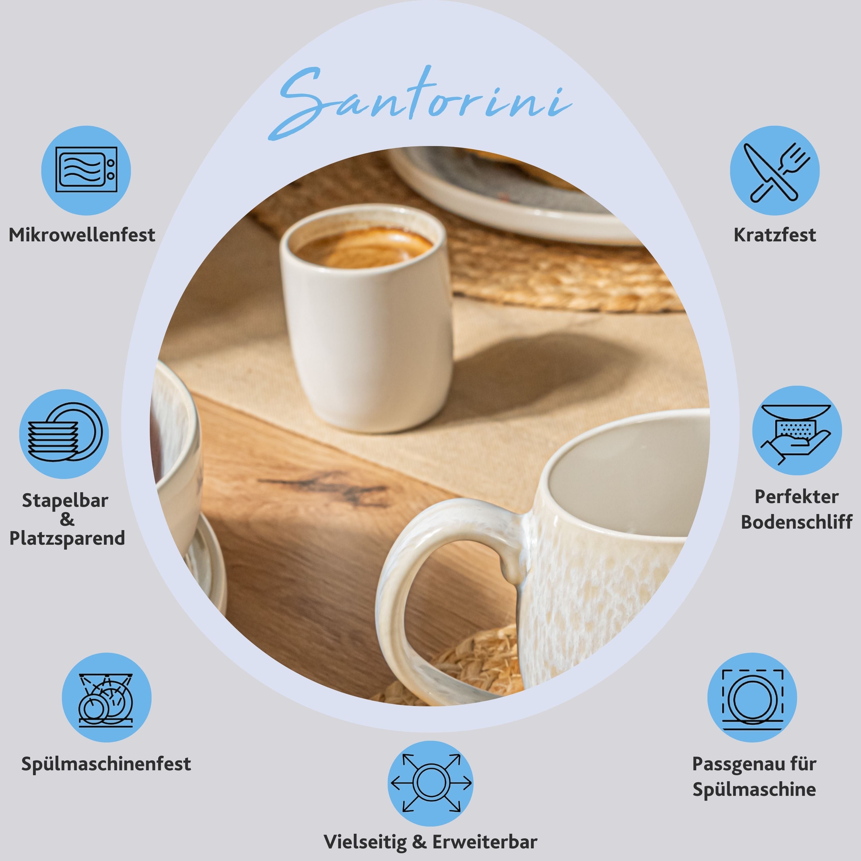 SÄNGER Espressobecher Set Santorini 4 teilig