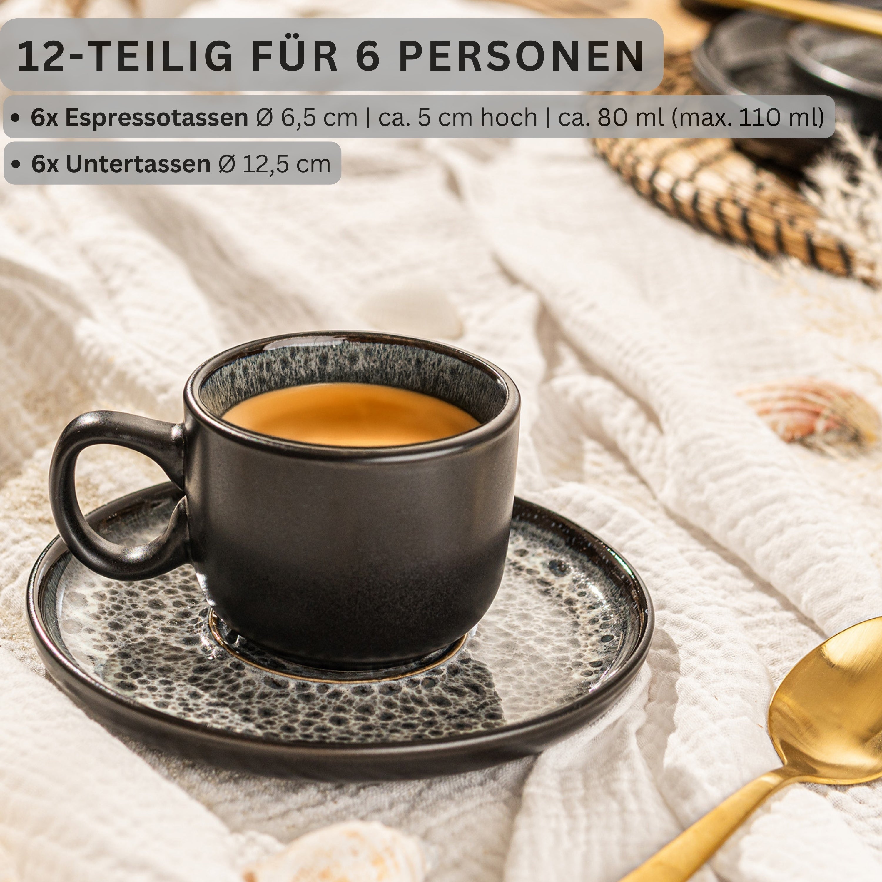 SÄNGER Espressotassen Set Sydney 12 teilig für 6 Personen