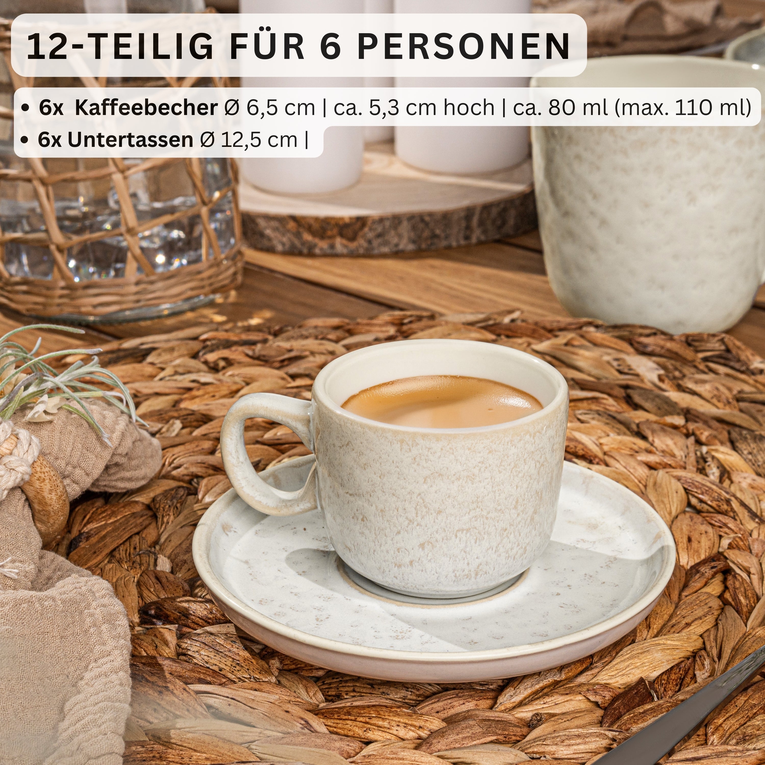 SÄNGER Espressotassen Set Key West - 12 teilig aus Steingut