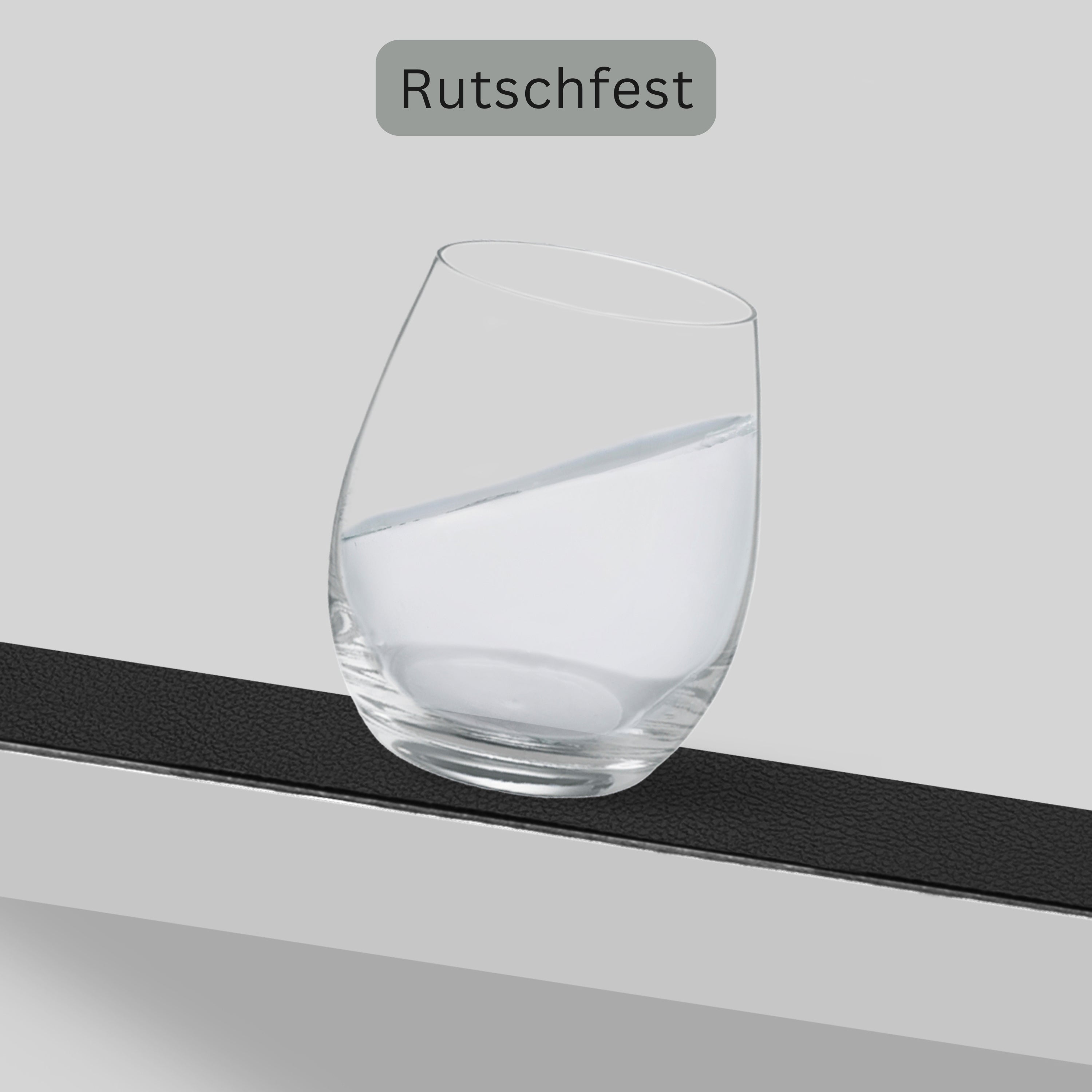 SÄNGER rechteckige Tischsets & Untersetzer aus Kunstleder 12 teilig  für 6 Personen, Grau + Schwarz