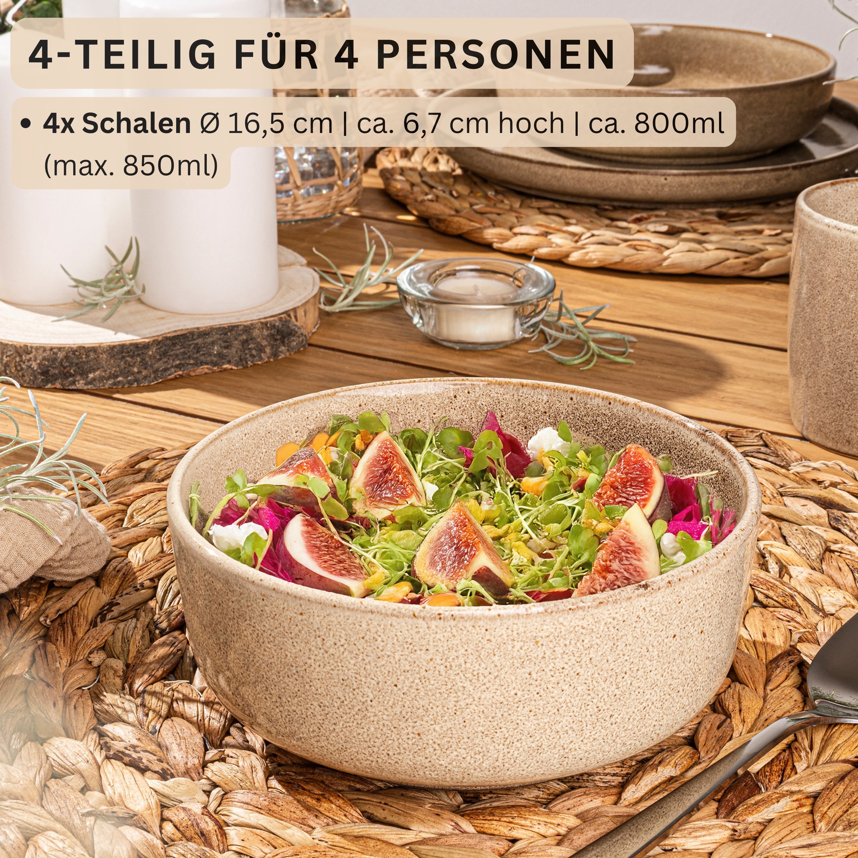 SÄNGER Schalen Set Kairo Mocha - 4 teilig aus Steingut