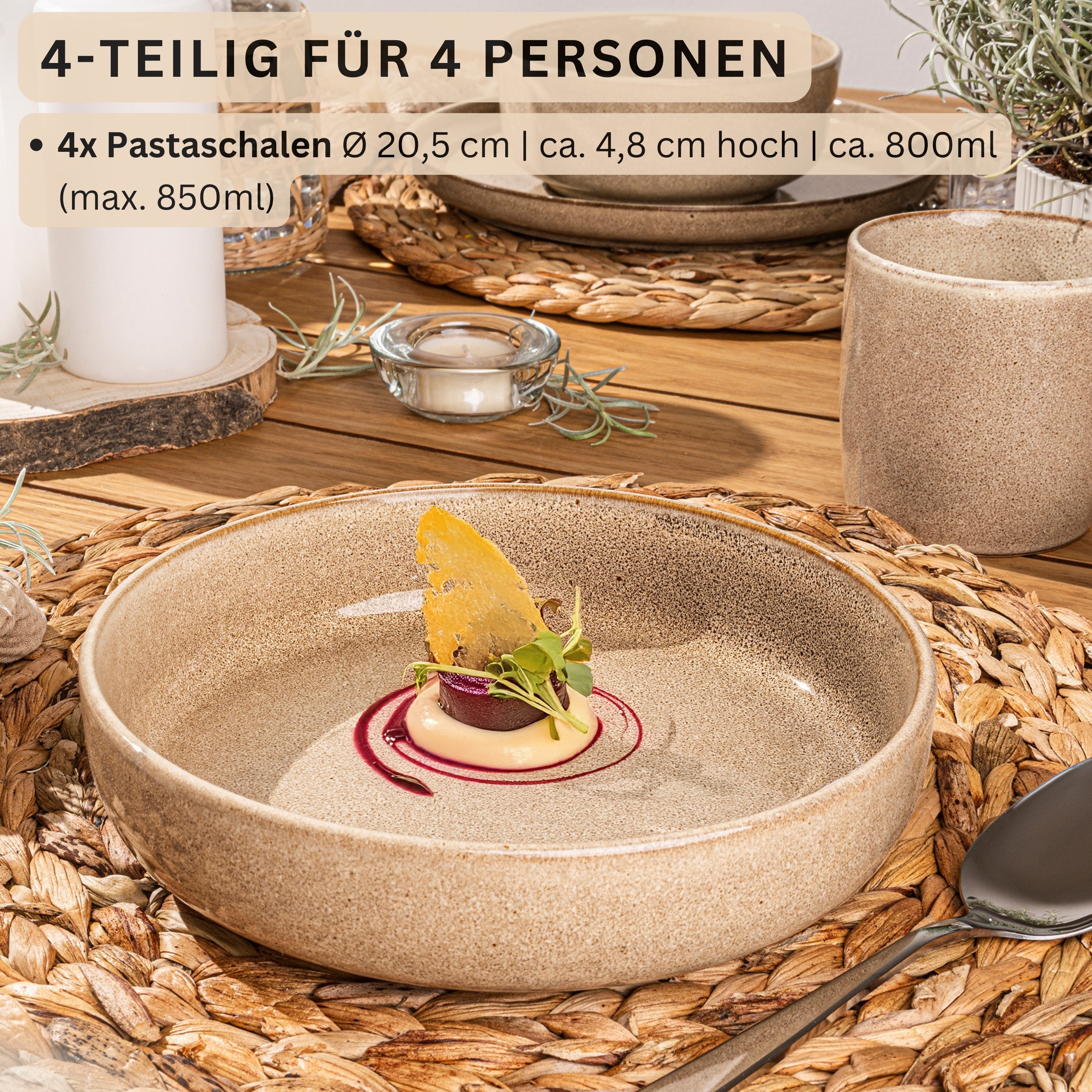 SÄNGER Pastaschalen Set Kairo Mocha - 4 teilig aus Steingut