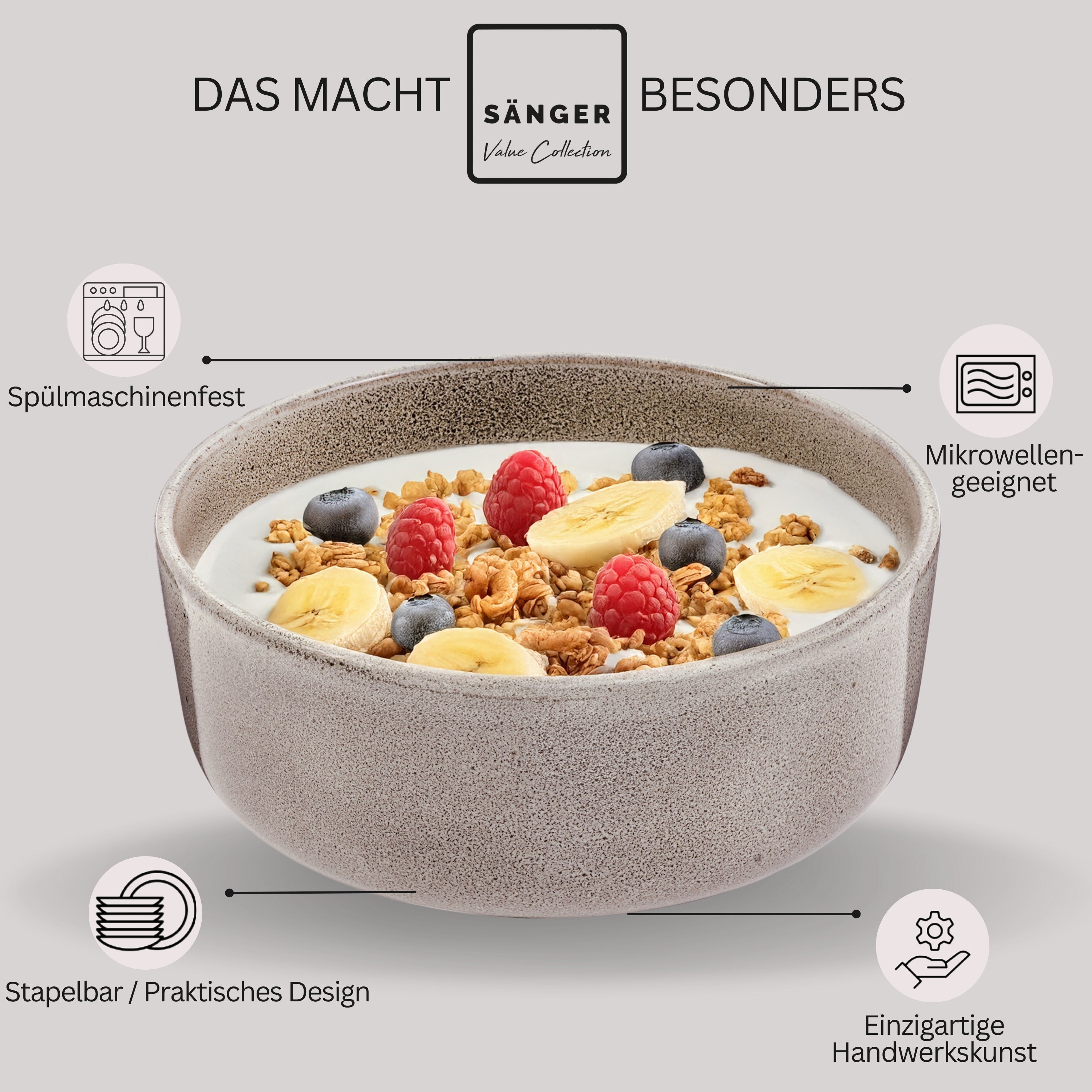 SÄNGER Schalen Set Kairo Clay - 4 teilig aus Steingut