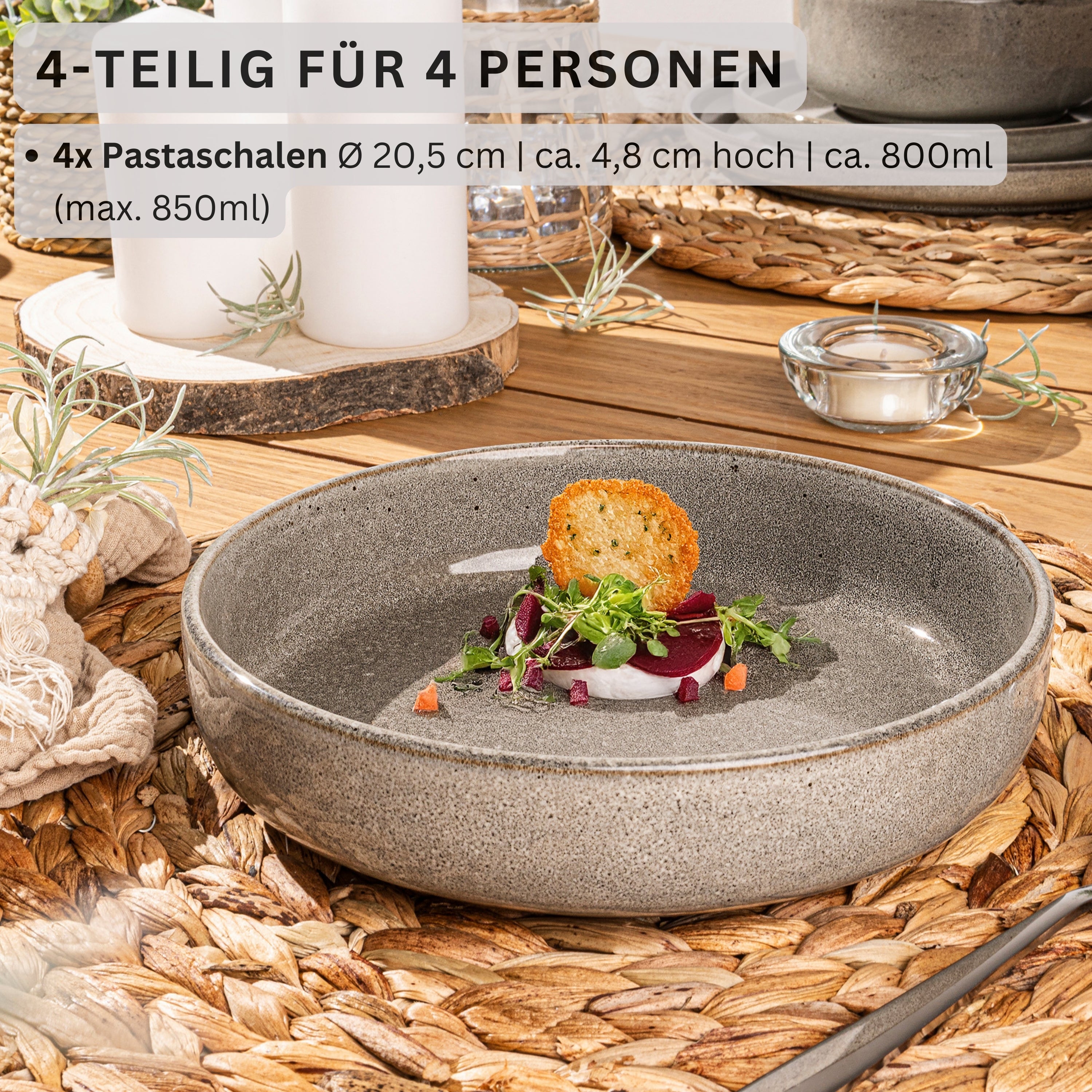 SÄNGER Pastaschalen Set Kairo Clay - 4 teilig aus Steingut
