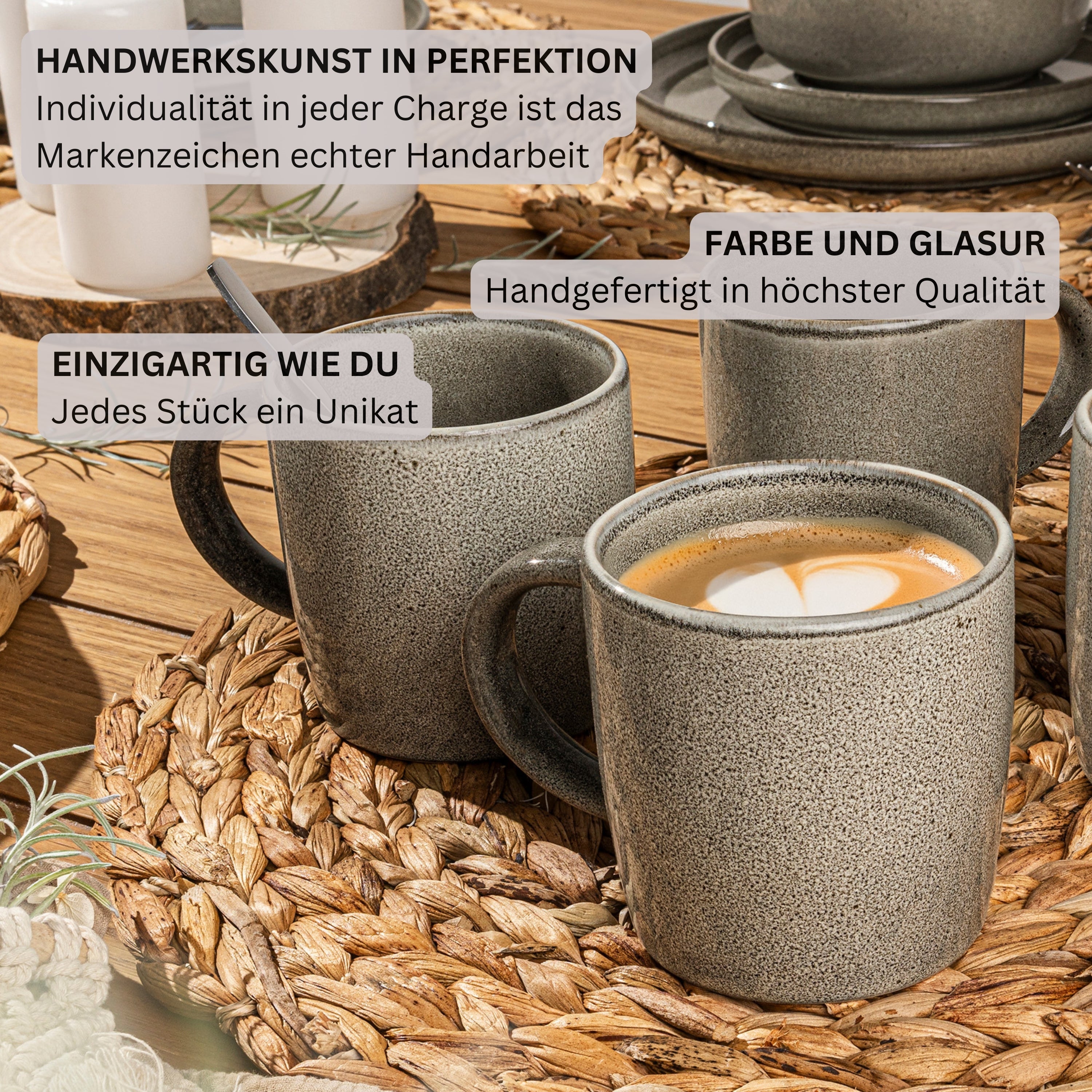 SÄNGER Kaffeebecher Set Kairo Clay - 4 teilig aus Steingut