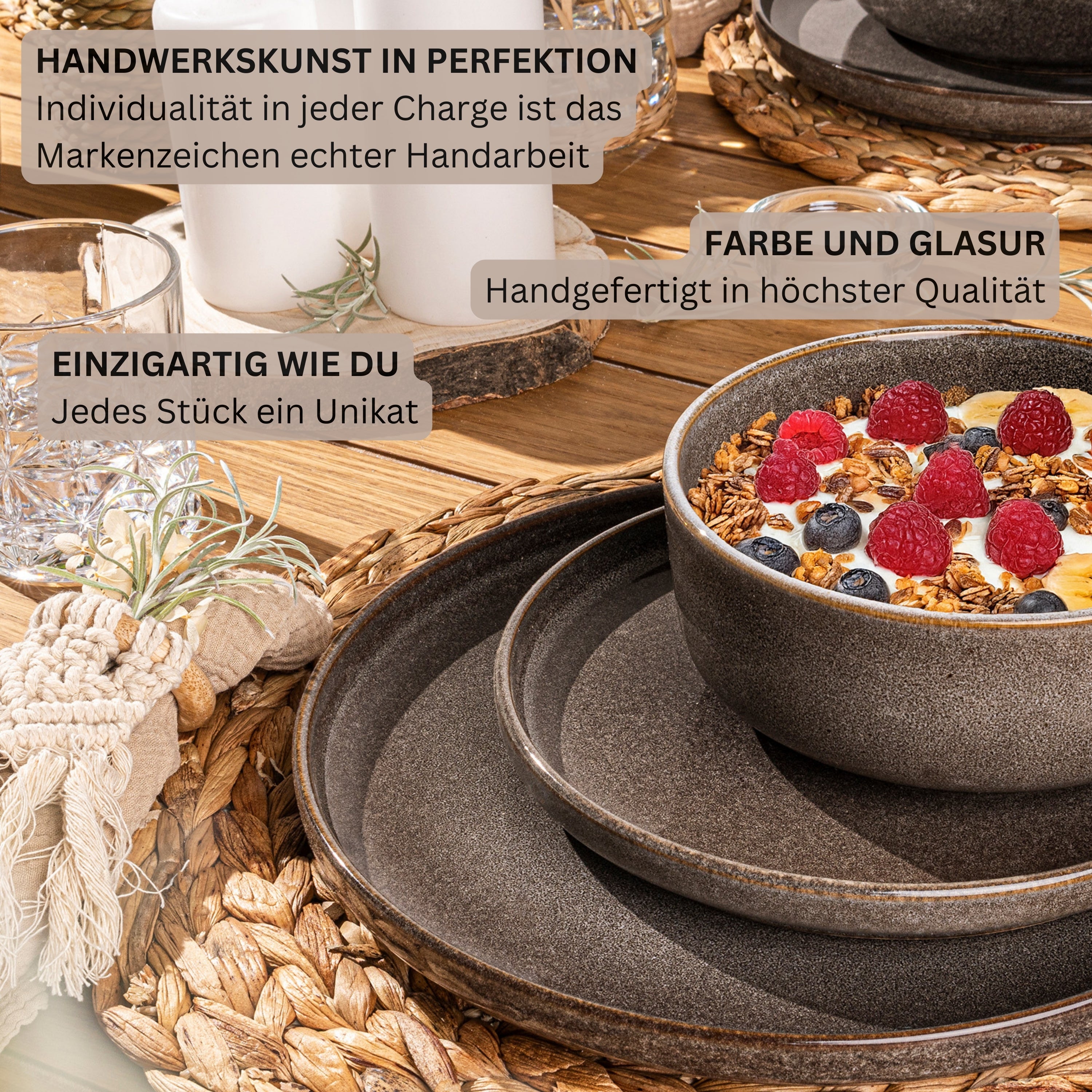 SÄNGER Schalen Set Kairo Graphit - 6 teilig aus Steingut