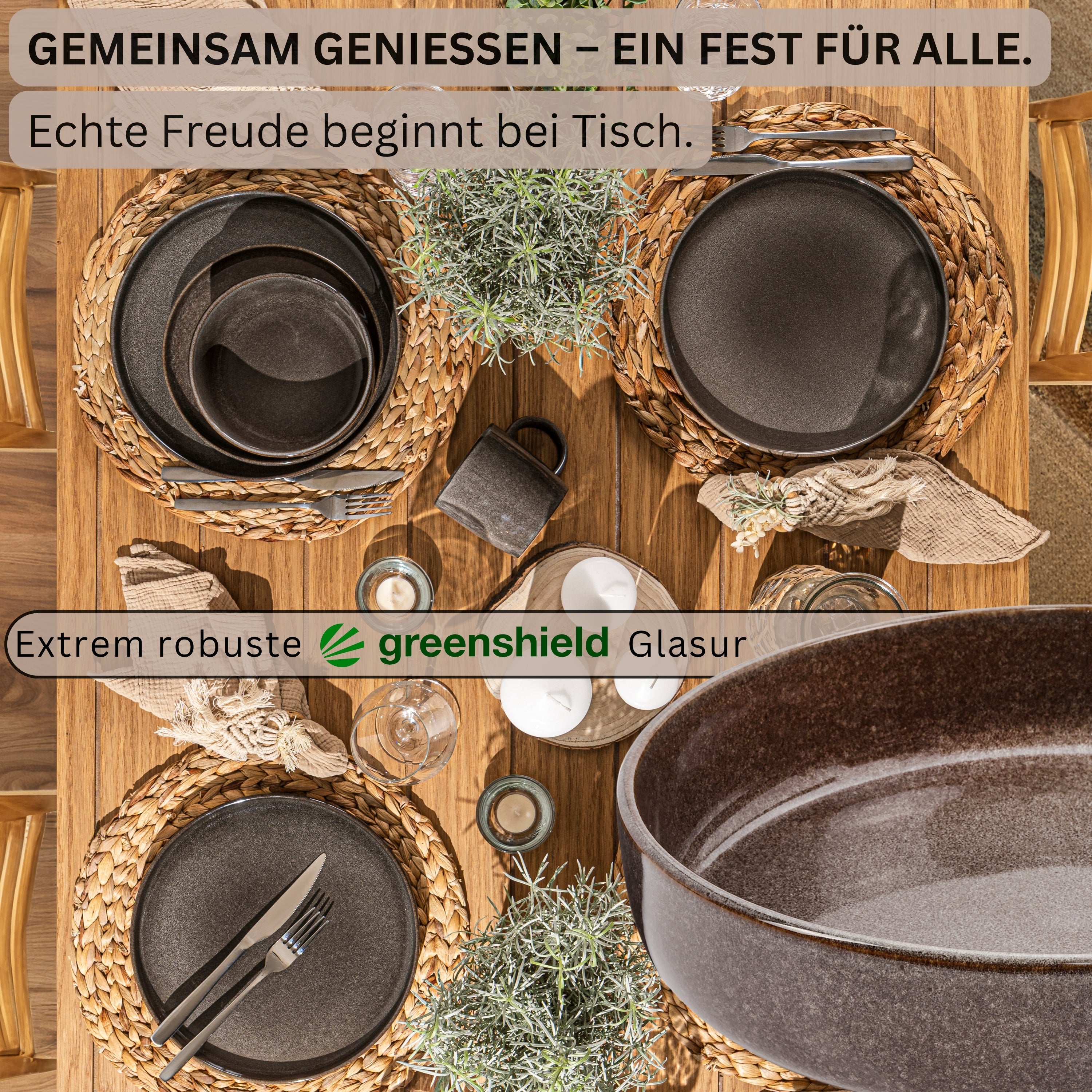 SÄNGER Pastaschalen Set Kairo Graphit - 6 teilig aus Steingut