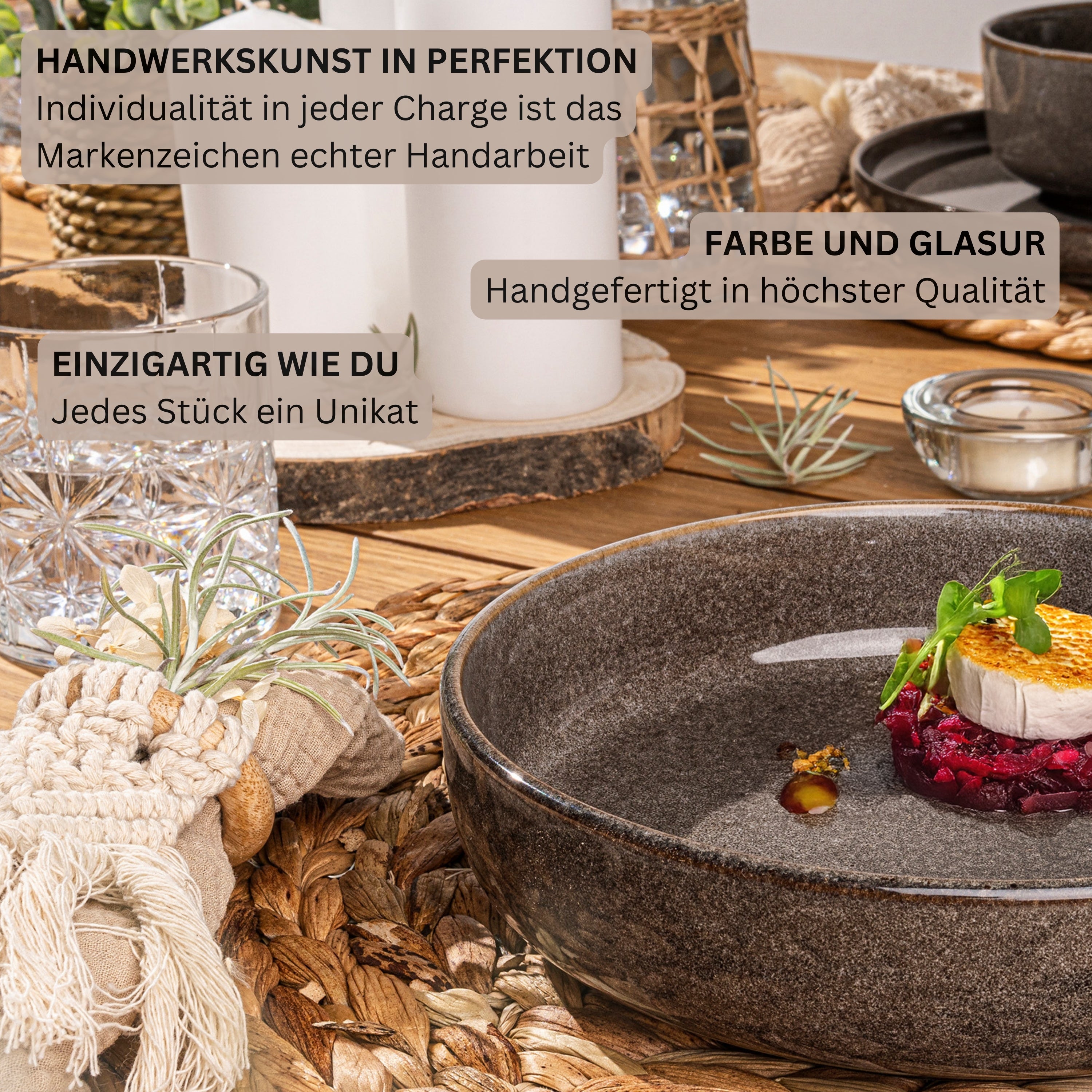 SÄNGER Pastaschalen Set Kairo Graphit - 6 teilig aus Steingut