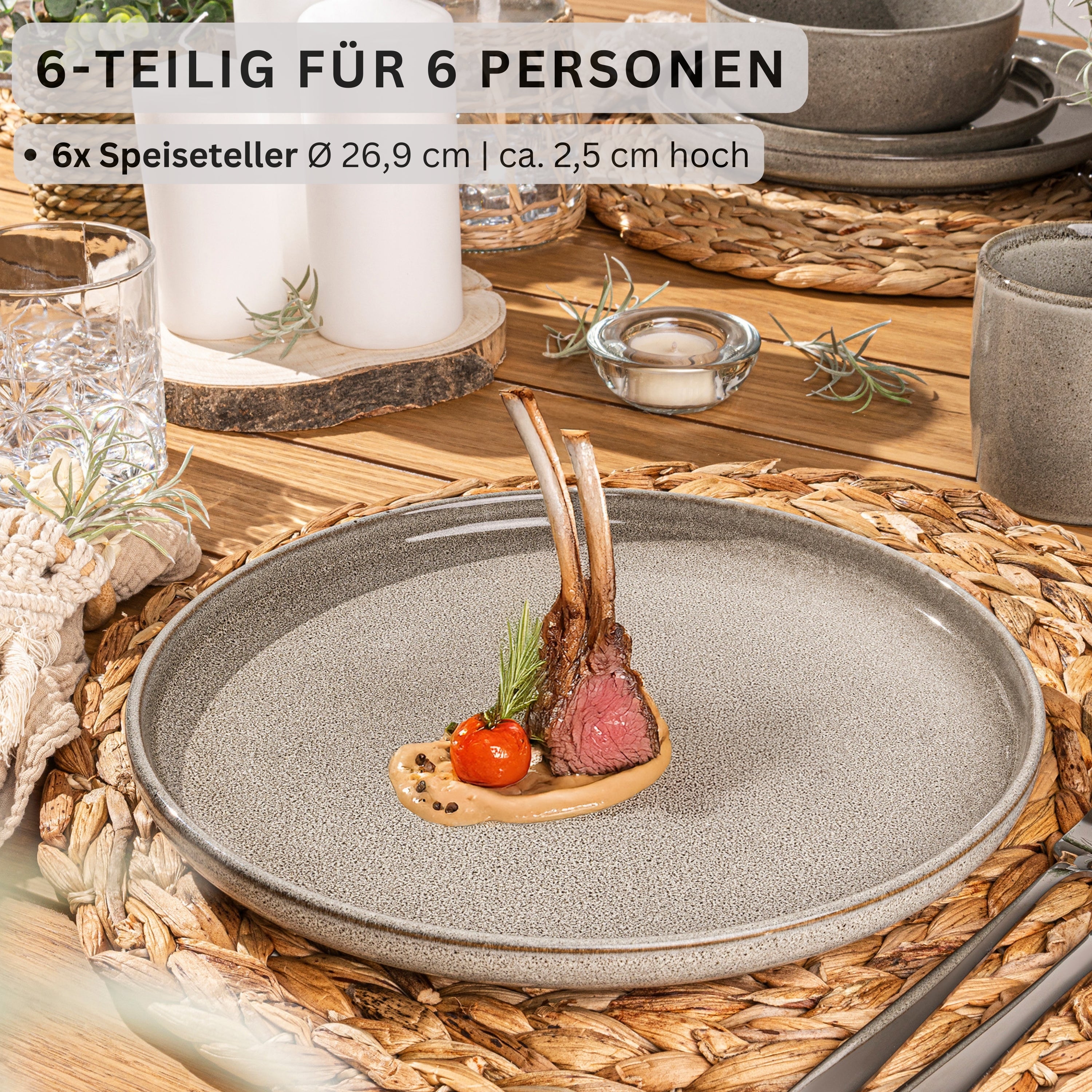 SÄNGER Speiseteller Set Kairo Clay - 6 teilig aus Steingut