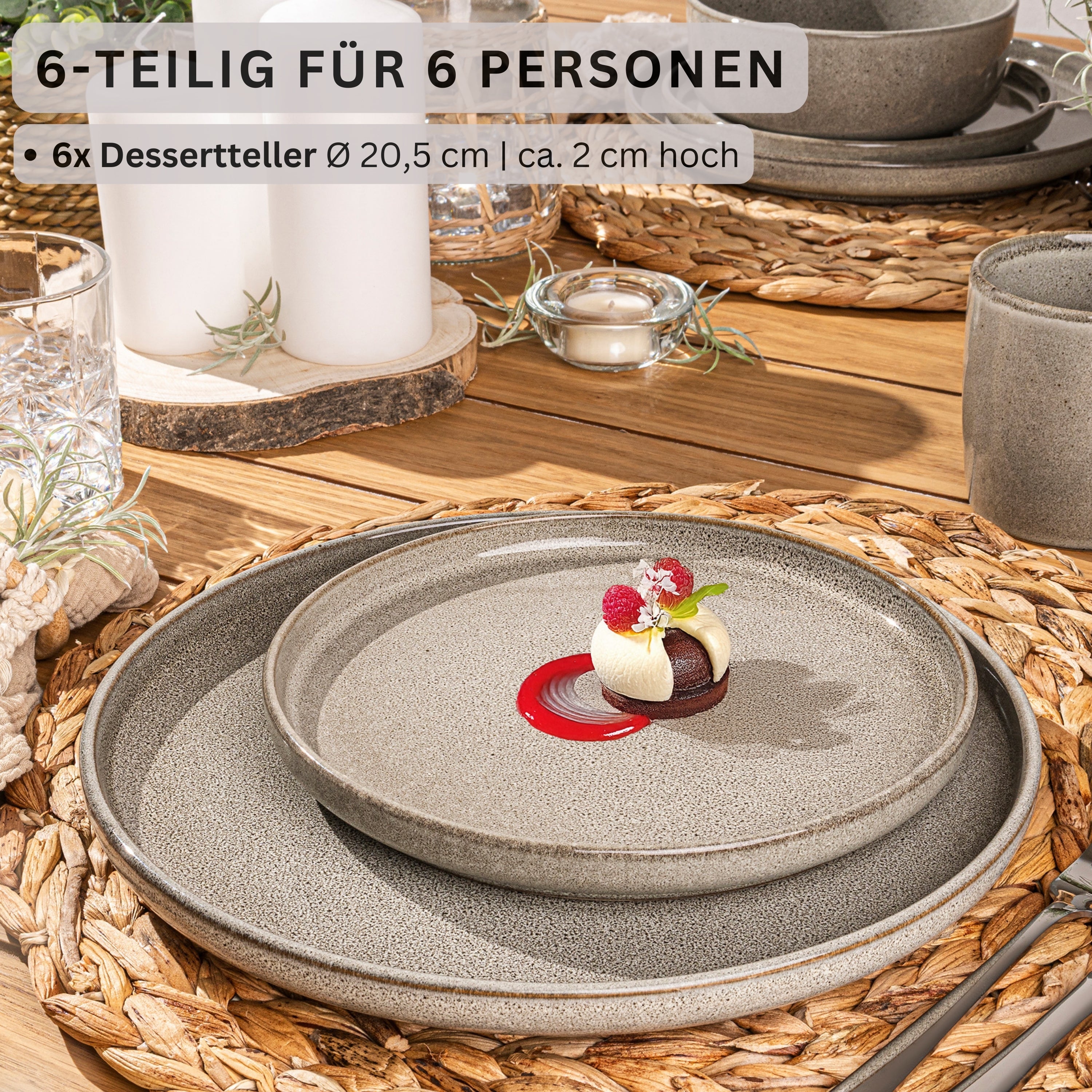 SÄNGER Dessertteller Set Kairo Clay - 6 teilig aus Steingut