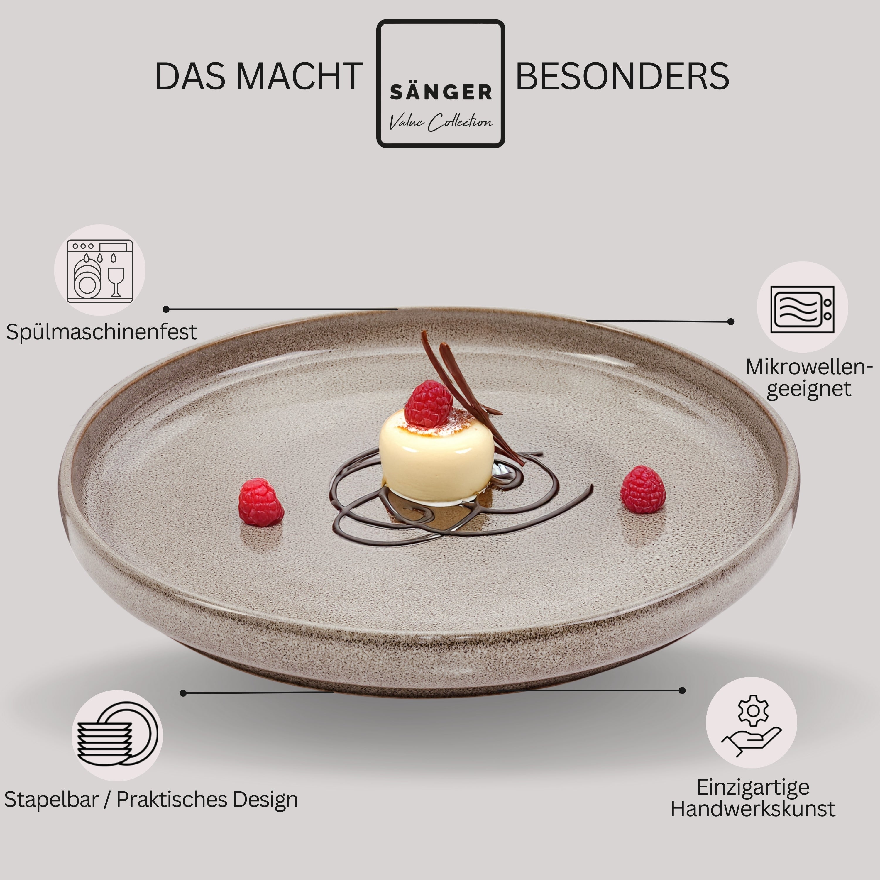 SÄNGER Dessertteller Set Kairo Clay - 6 teilig aus Steingut