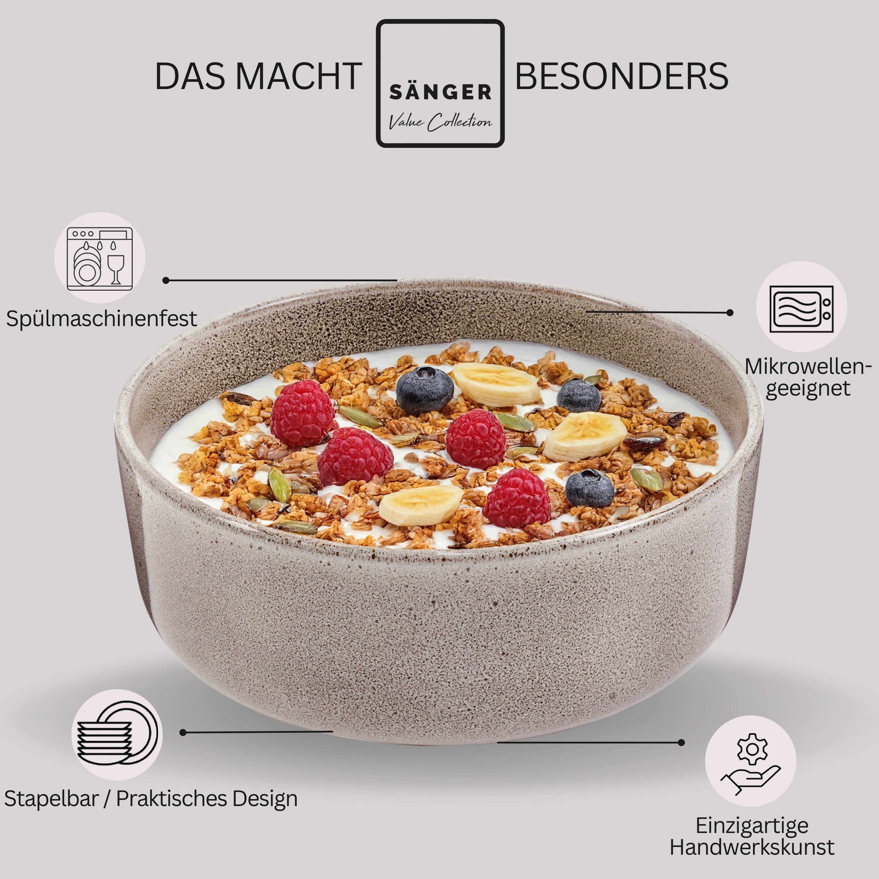 SÄNGER Schalen Set Kairo Clay - 6 teilig aus Steingut