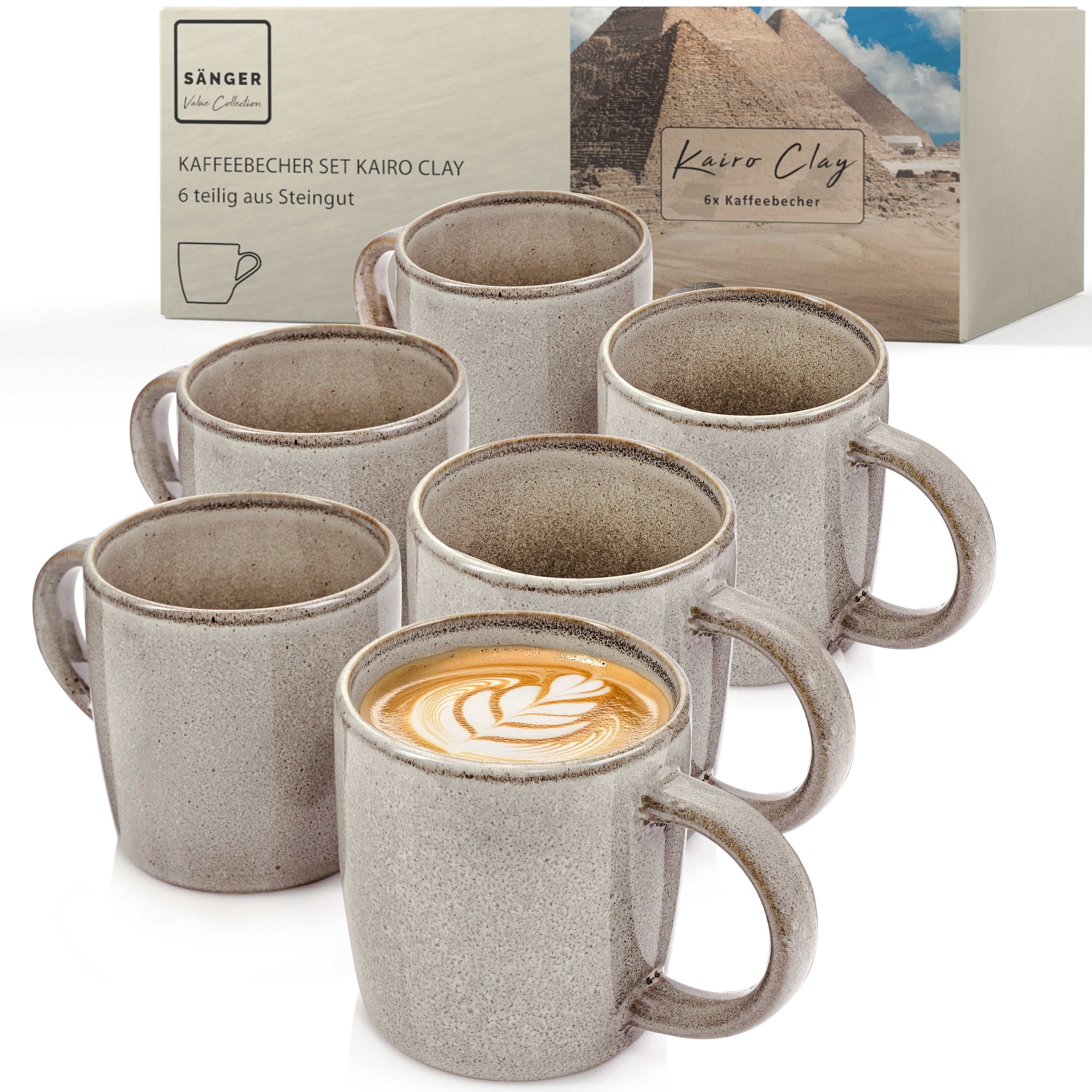 SÄNGER Kaffeebecher Set Kairo Clay - 6 aus Steingut