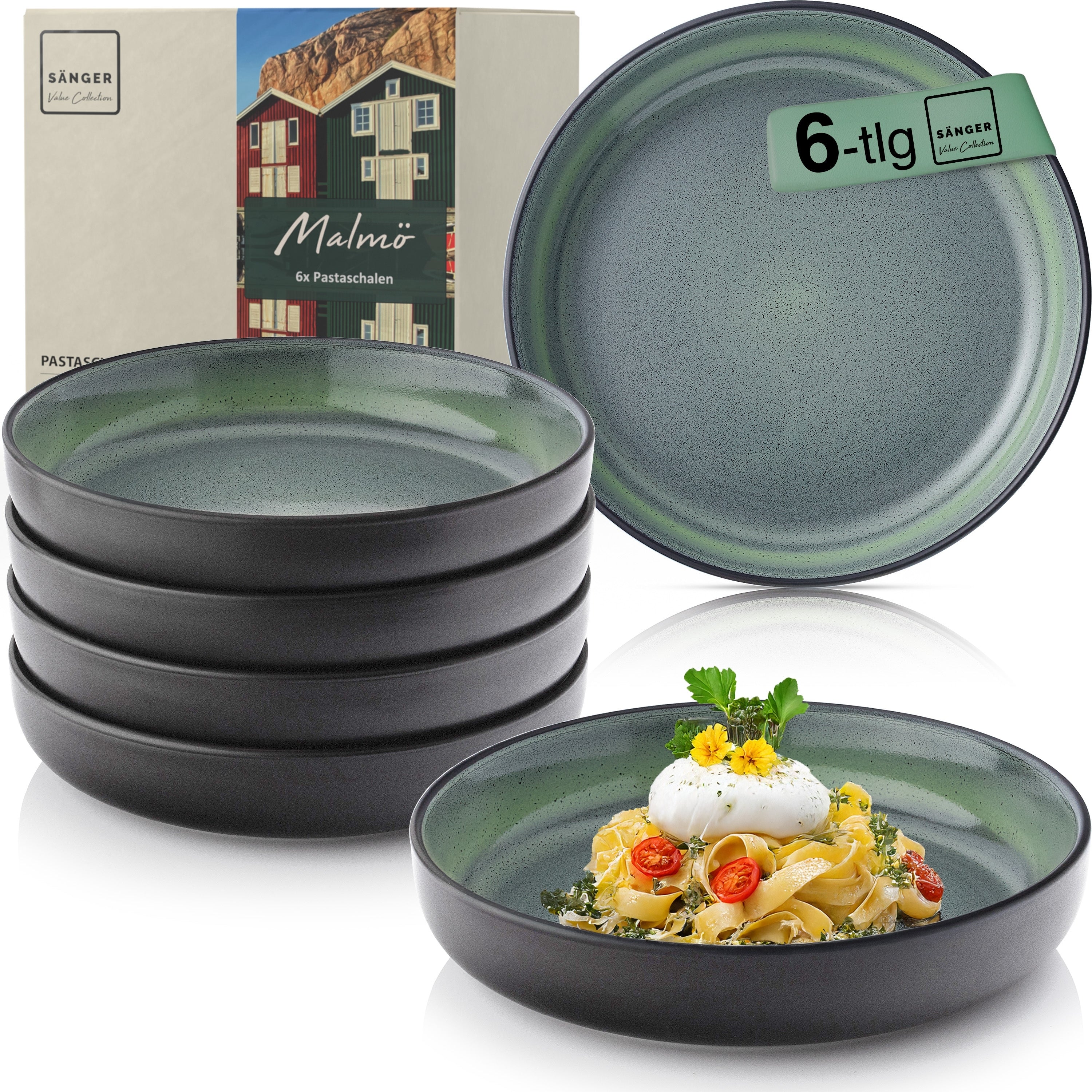 SÄNGER Steingut Pastaschalen Malmö 6-teilig