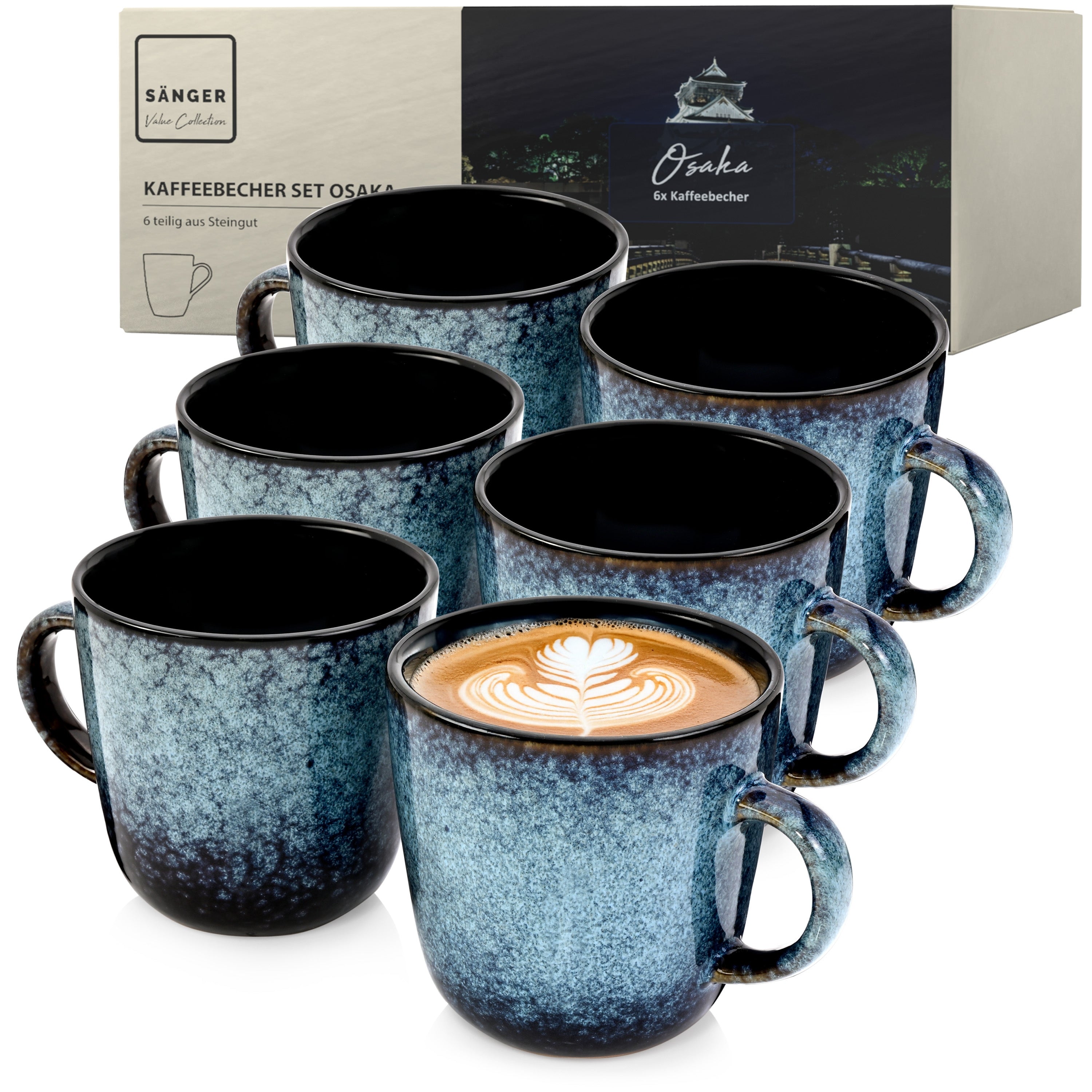 SÄNGER Steingut Kaffebecher Osaka 6-teilig