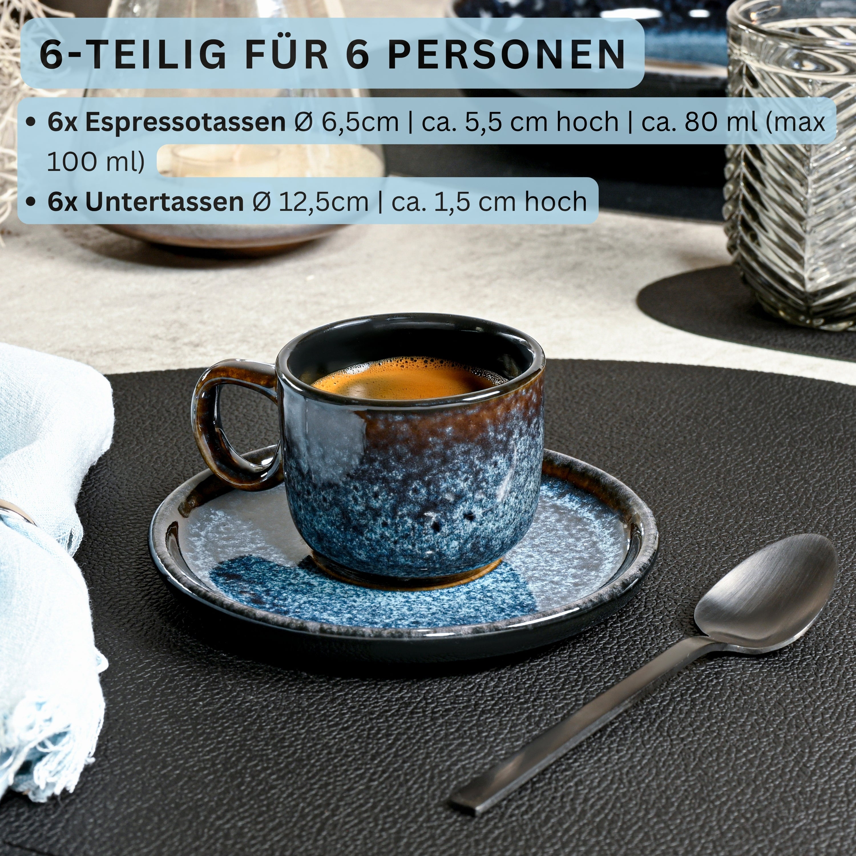 SÄNGER Steingut Espressotassen Set Osaka 12-teilig