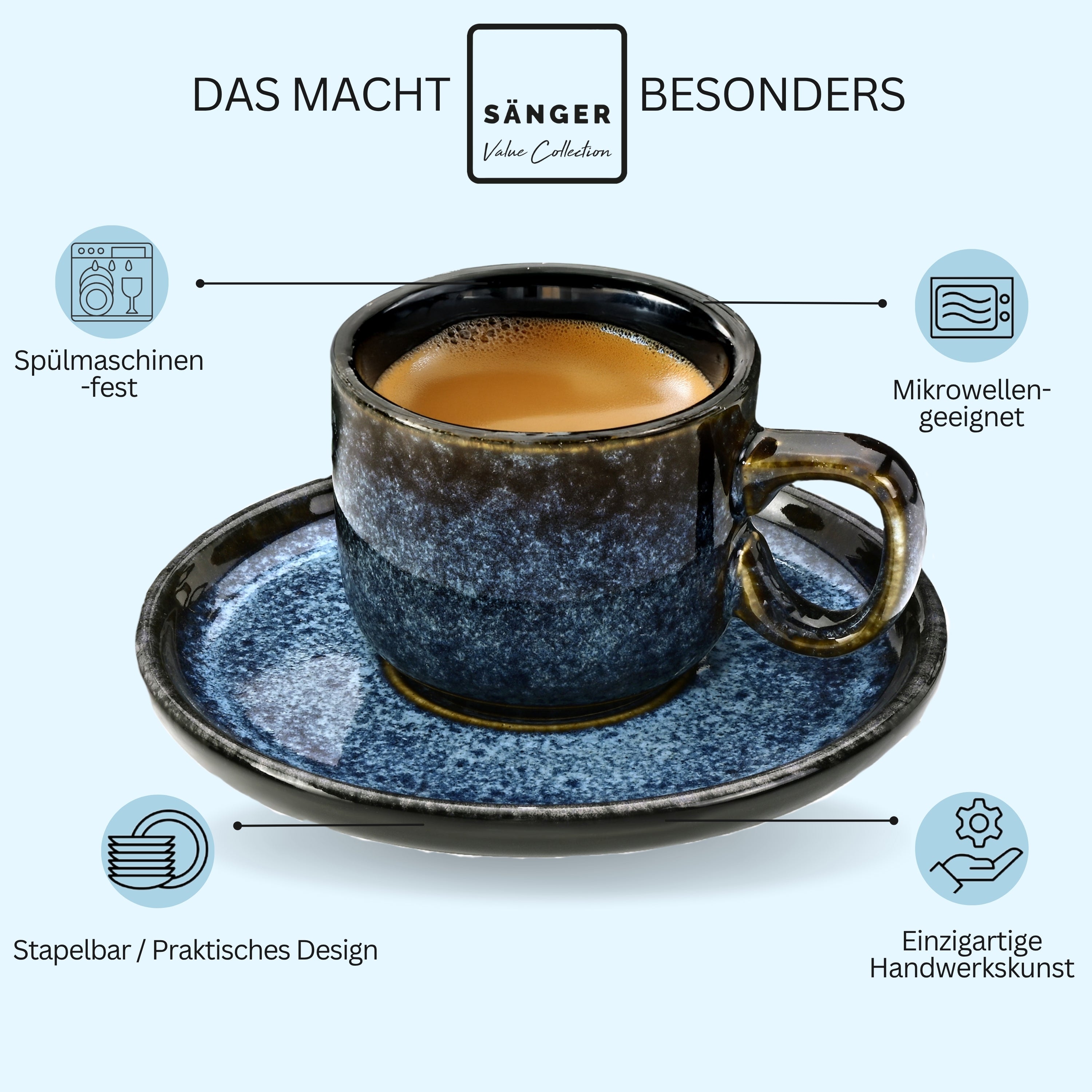 SÄNGER Steingut Espressotassen Set Osaka 12-teilig