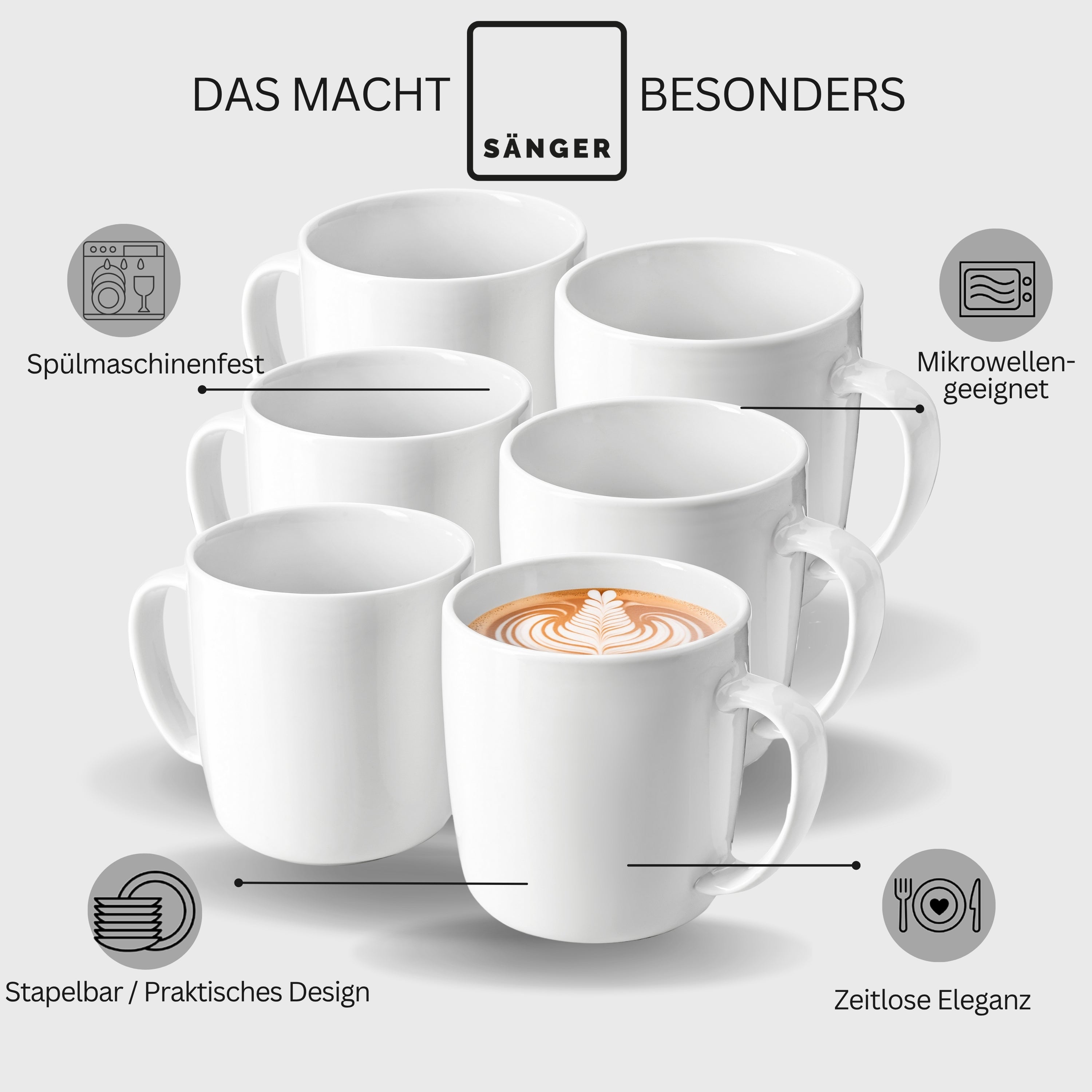 SÄNGER Porzellan Kaffeebecher Marlo 6-teilig